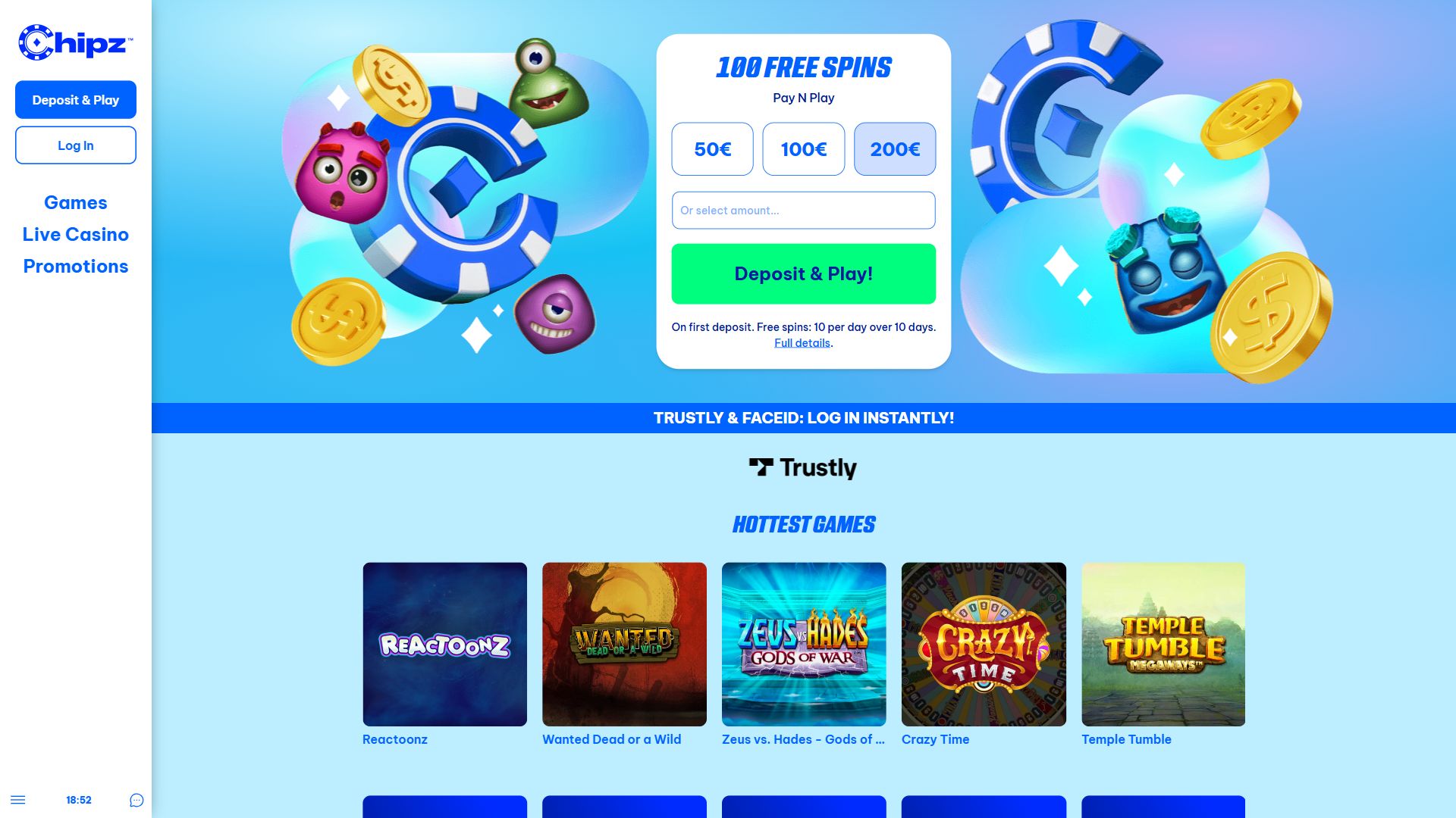 Chipz — Homepage (Desktop)