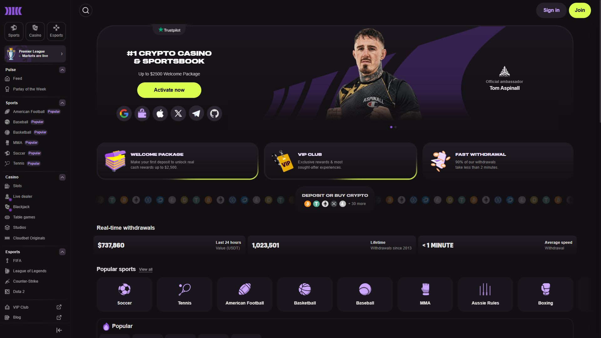 Cloudbet — Homepage (Desktop)