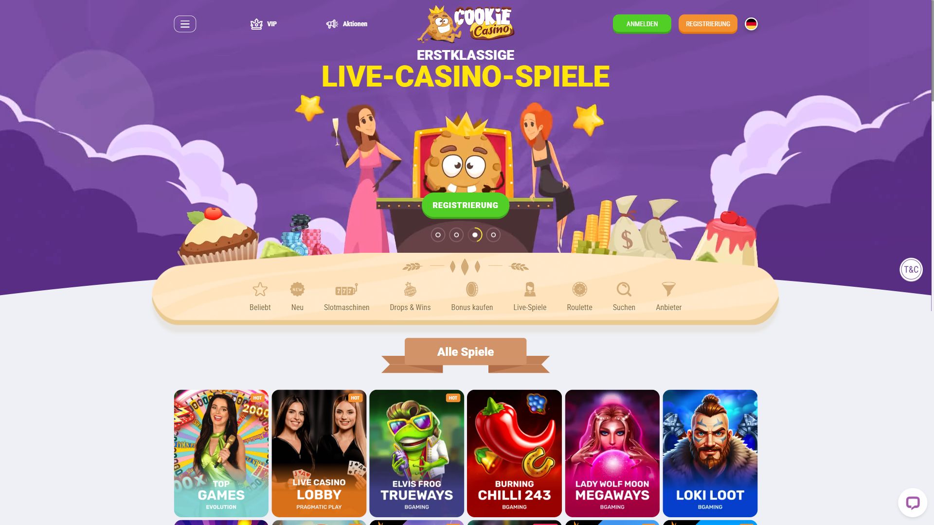 Cookie Casino — Lobby (Desktop)