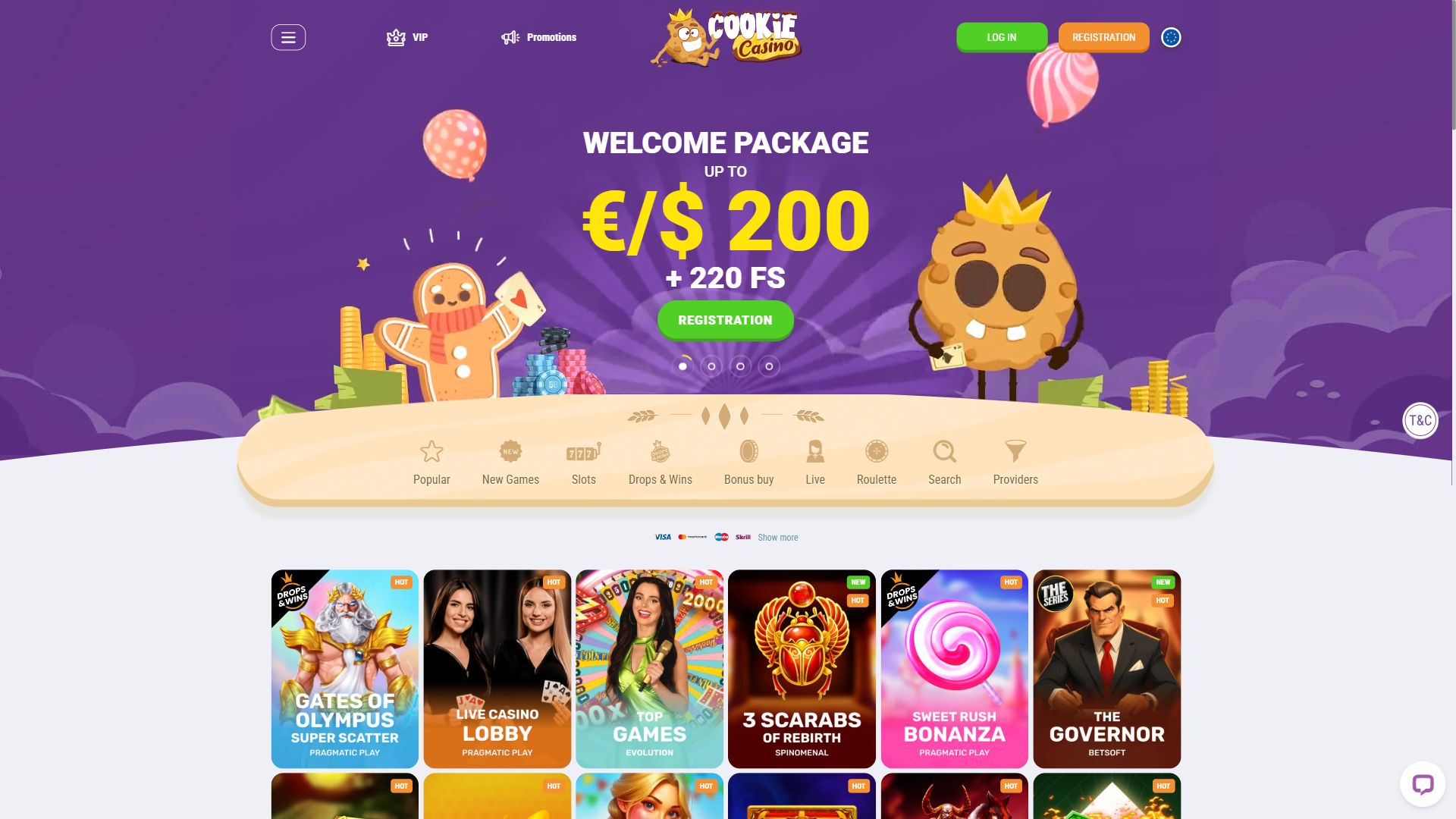 Cookie Casino — Homepage (Desktop)