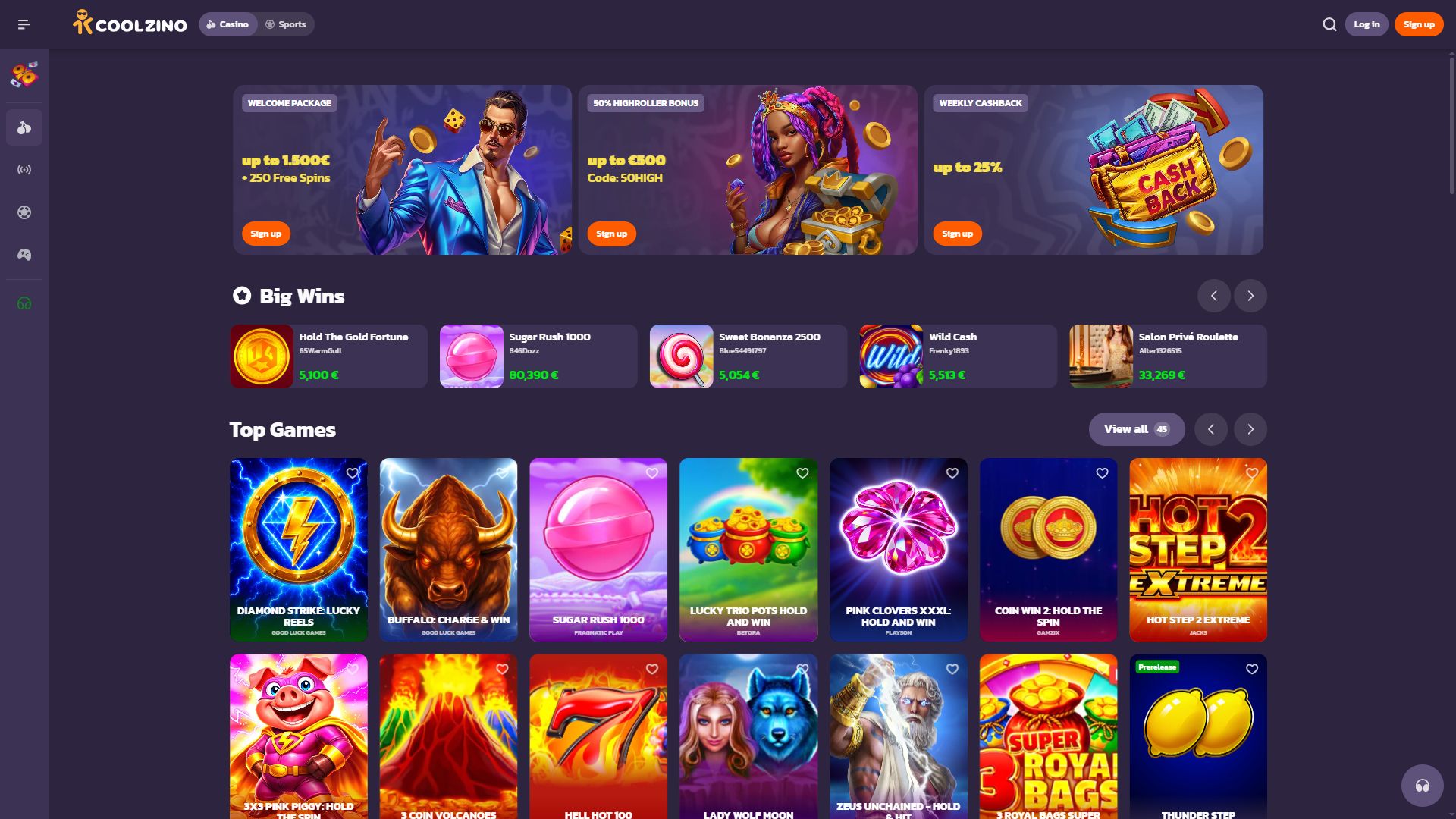 Coolzino — Homepage (Desktop)