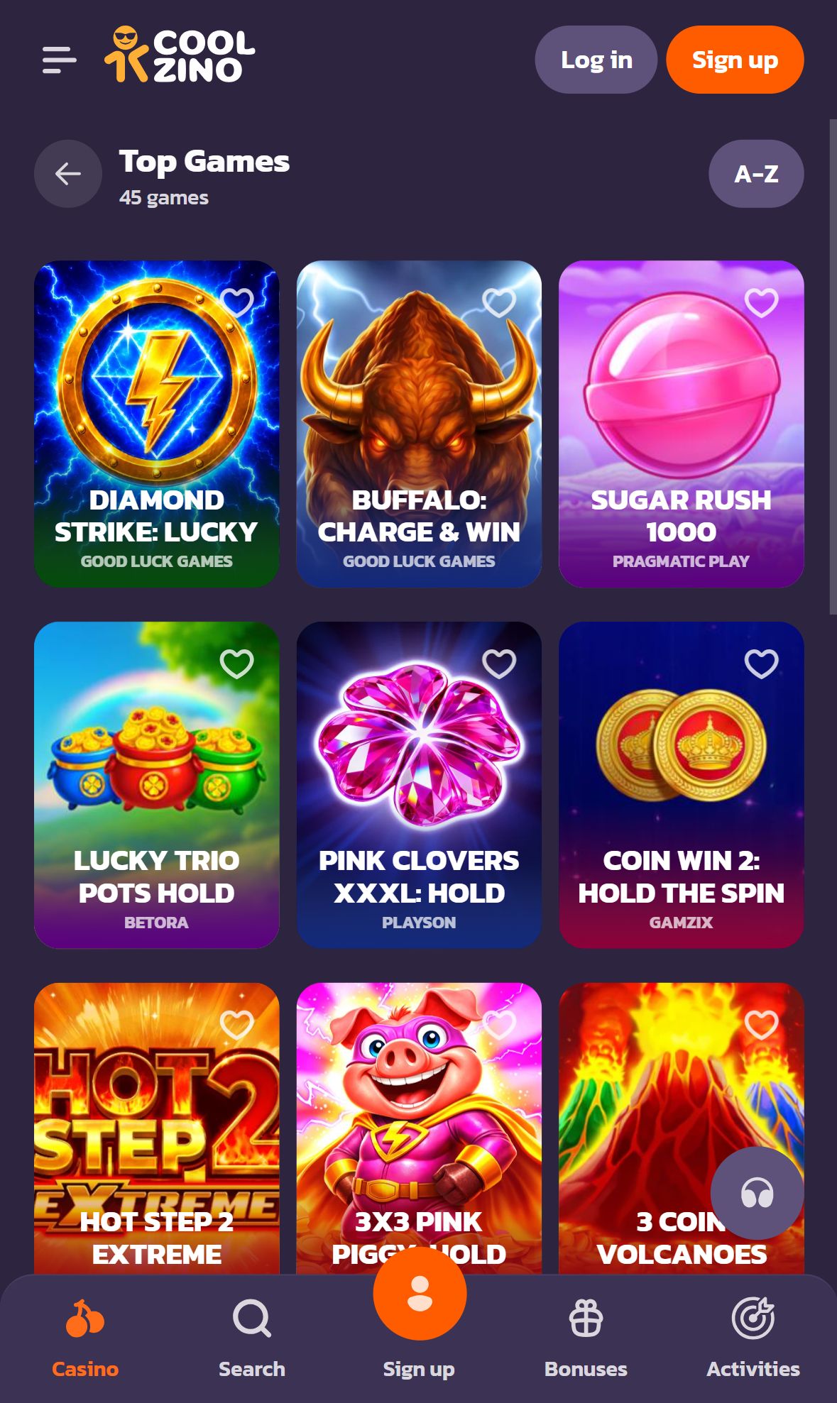 Coolzino — Lobby (Mobile)