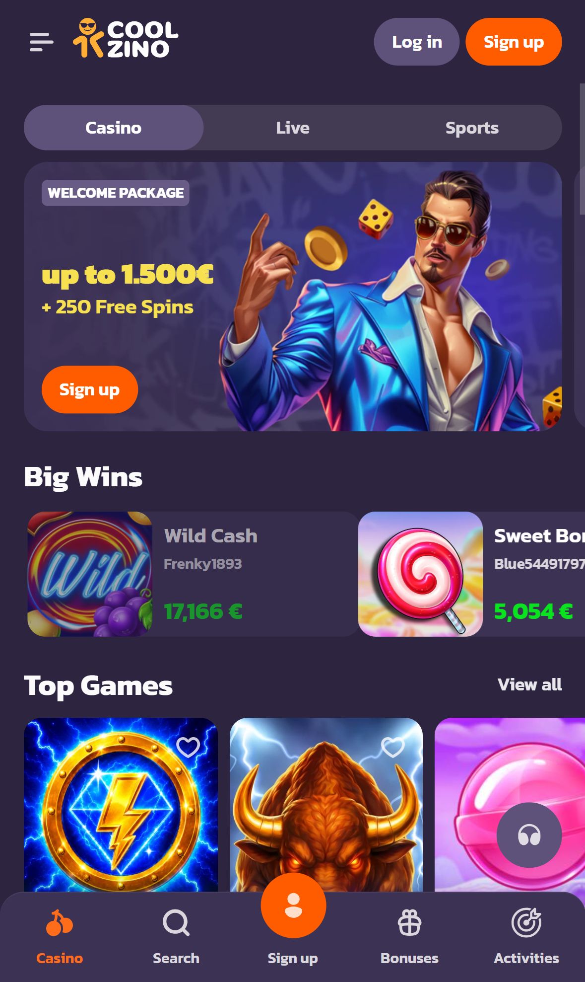 Coolzino — Homepage (Mobile)