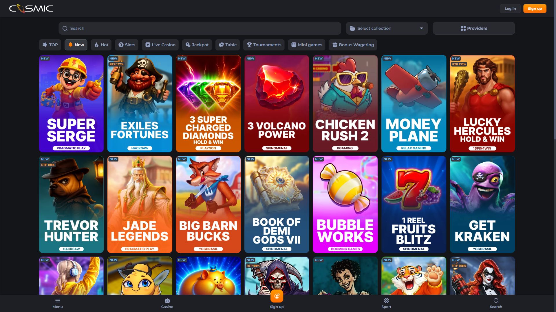 CosmicSlot — Lobby (Desktop)