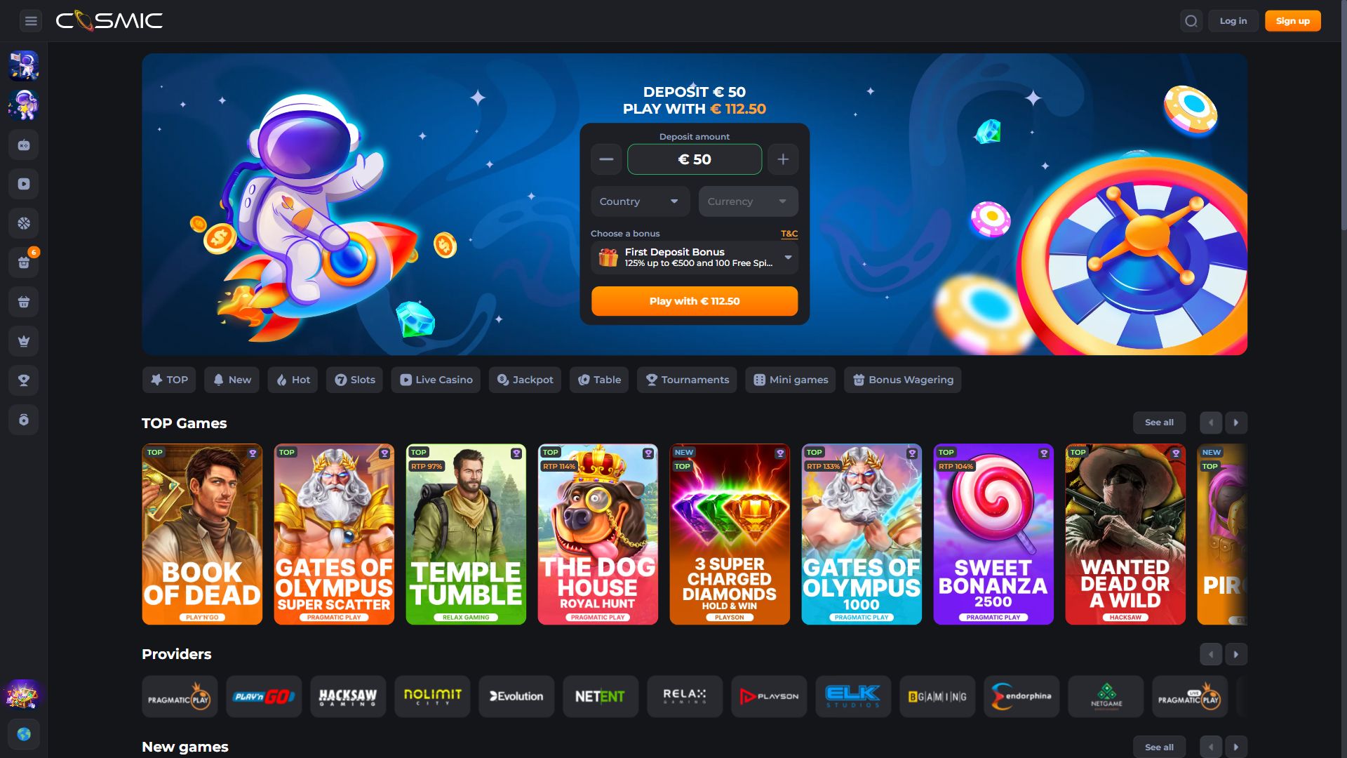 Cosmicslotz — Homepage (Desktop)