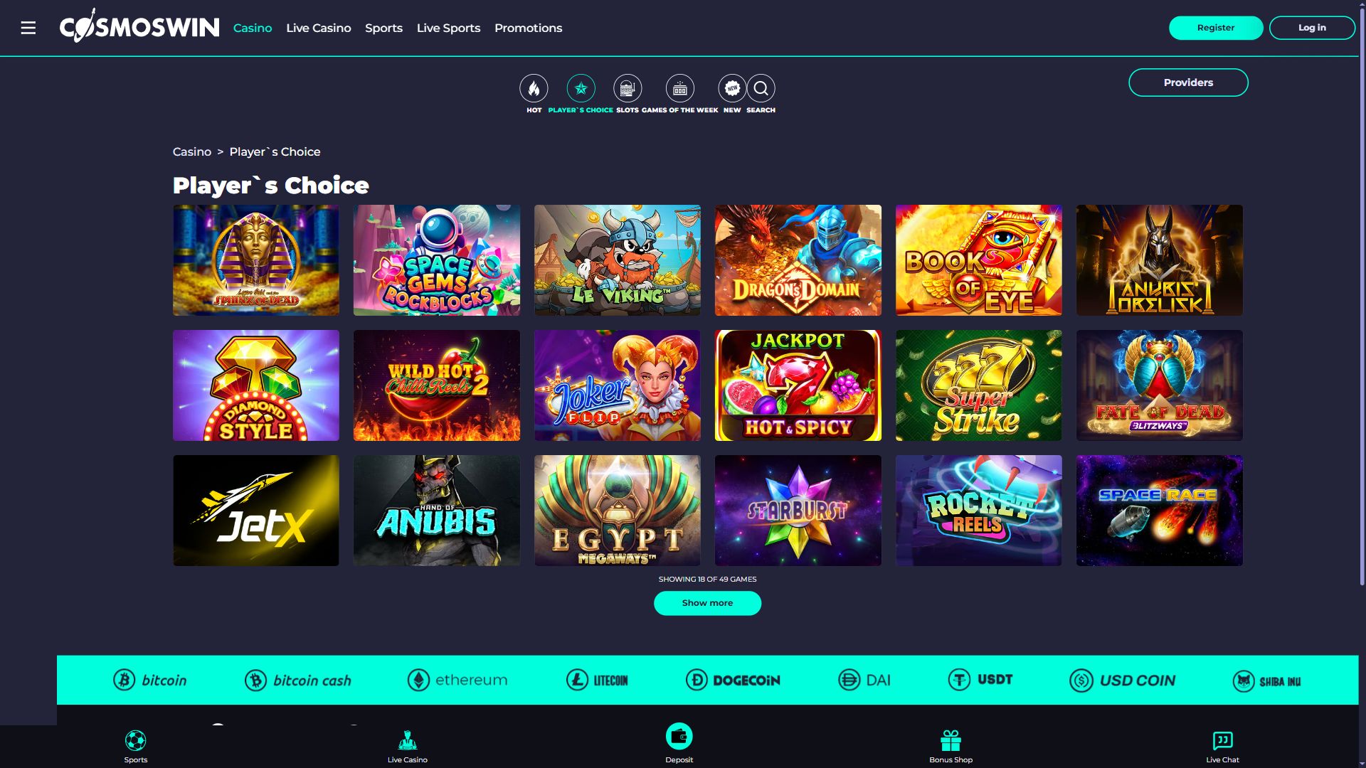 Cosmoswin — Lobby (Desktop)