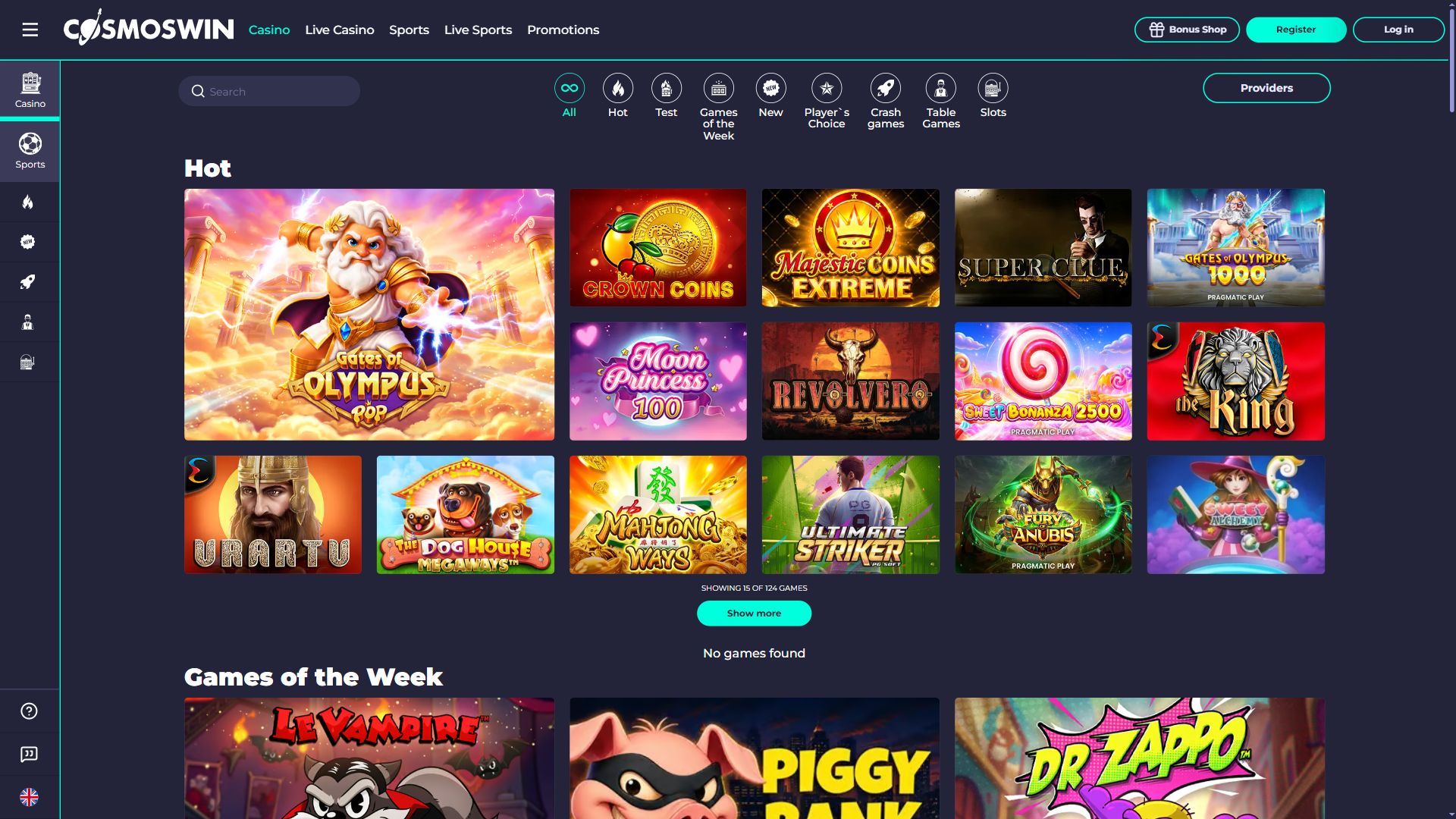 Cosmoswin — Homepage (Desktop)