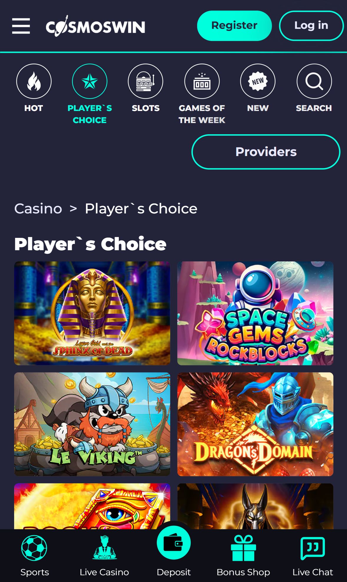 Cosmoswin — Lobby (Mobile)