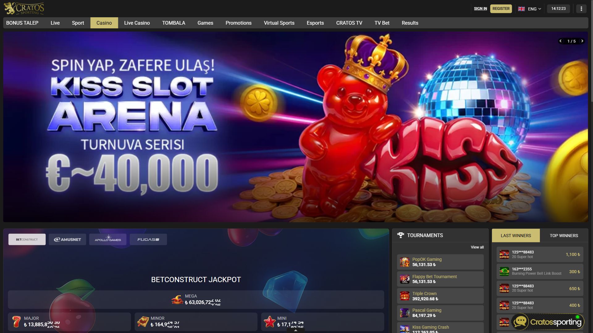 Cratos Sporting — Lobby (Desktop)