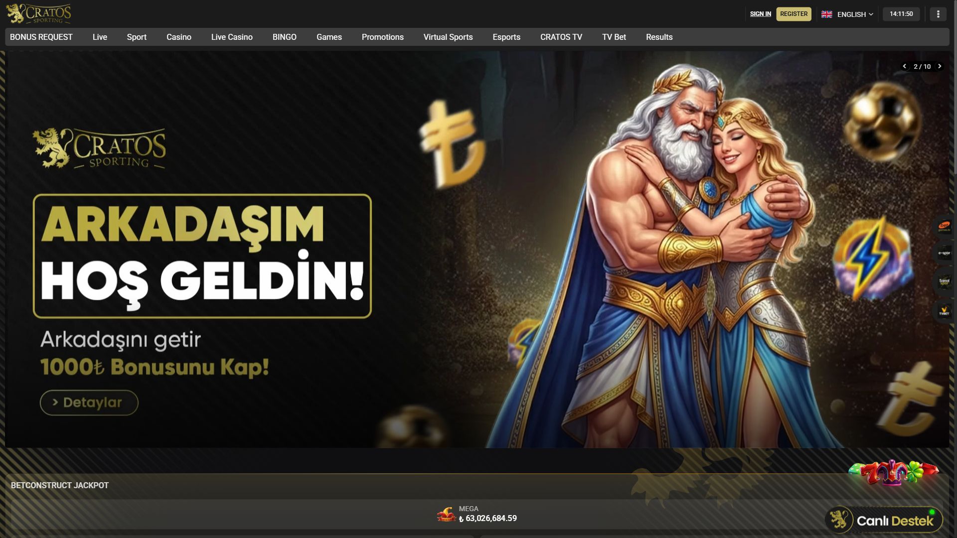 Cratos Sporting — Homepage (Desktop)