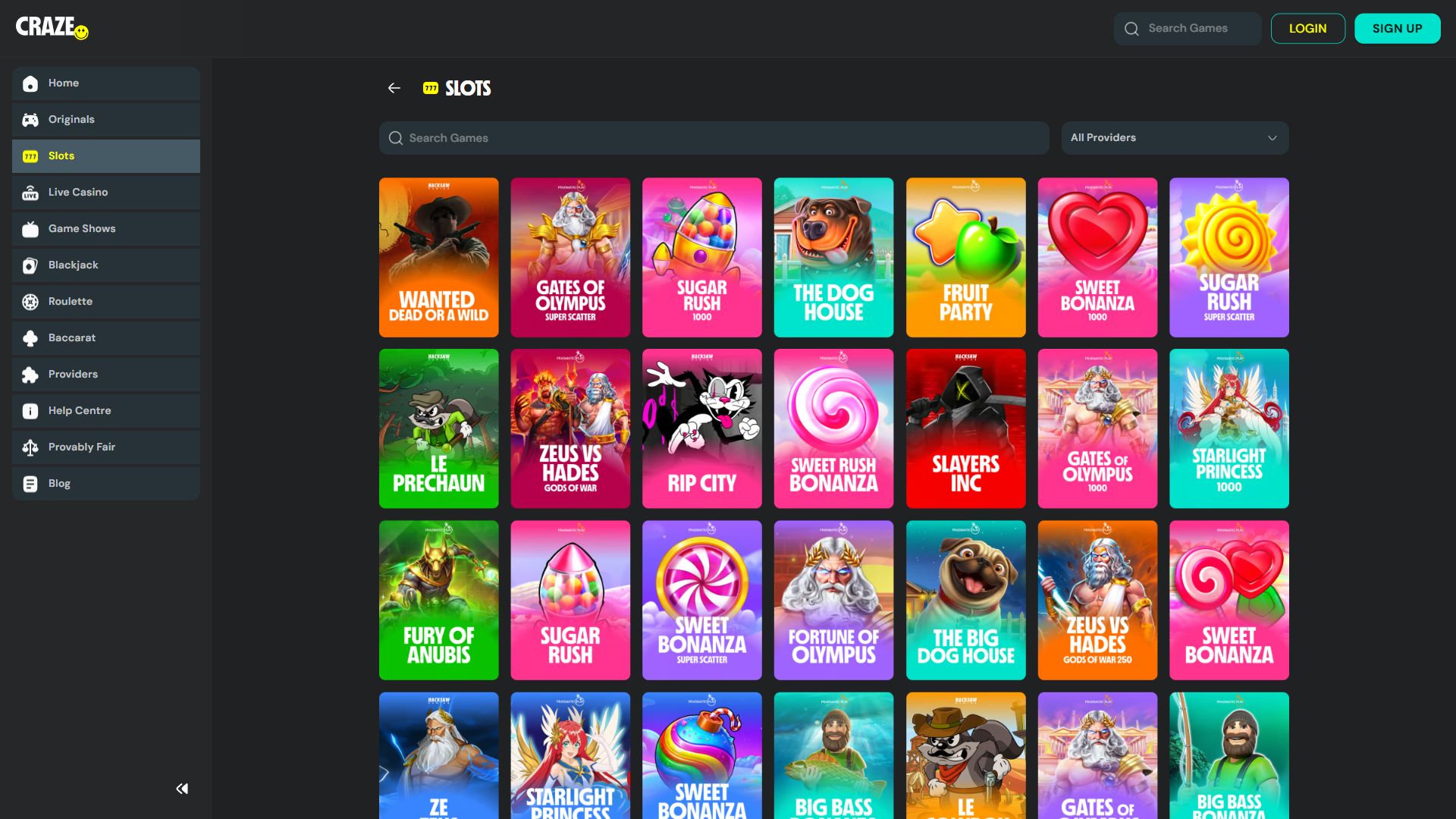Craze — Lobby (Desktop)