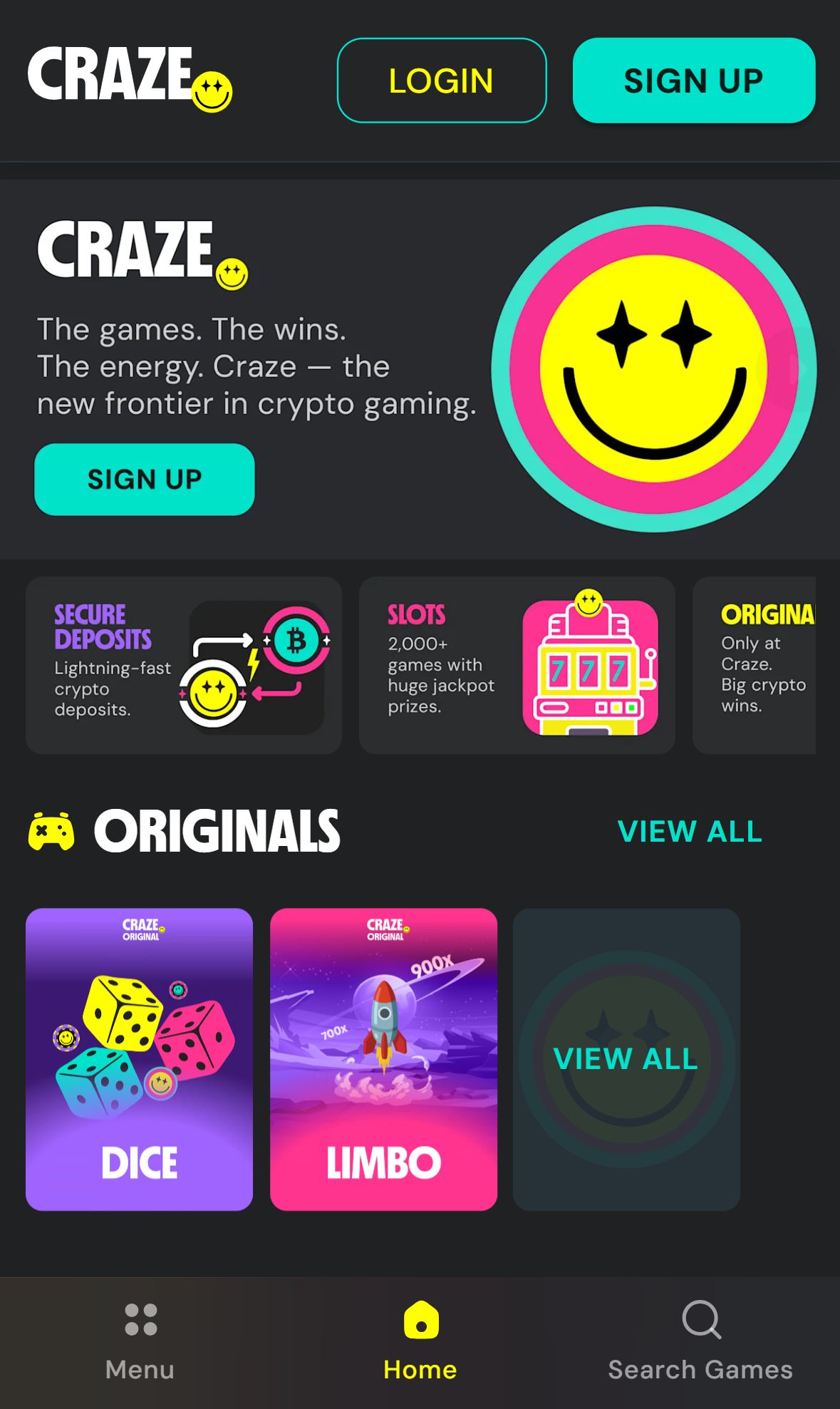 Craze — Homepage (Mobile)