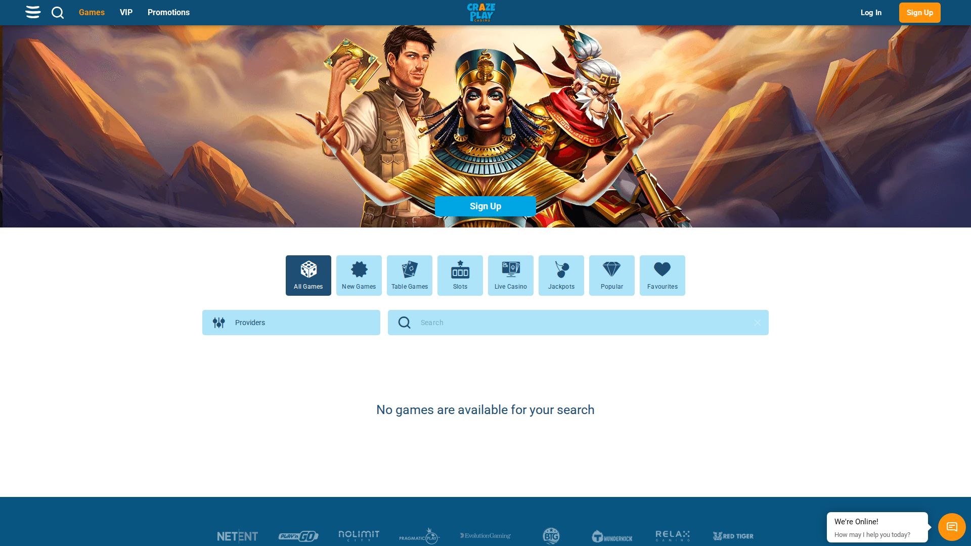 Craze Play — Lobby (Desktop)