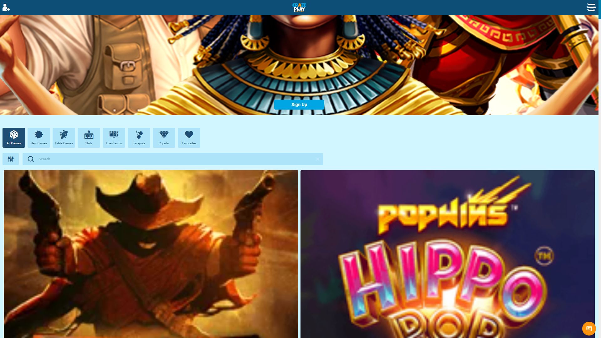Craze Play — Lobby (Desktop)