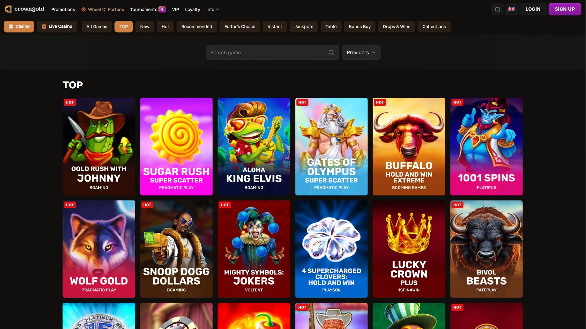 Crown Gold — Lobby (Desktop)
