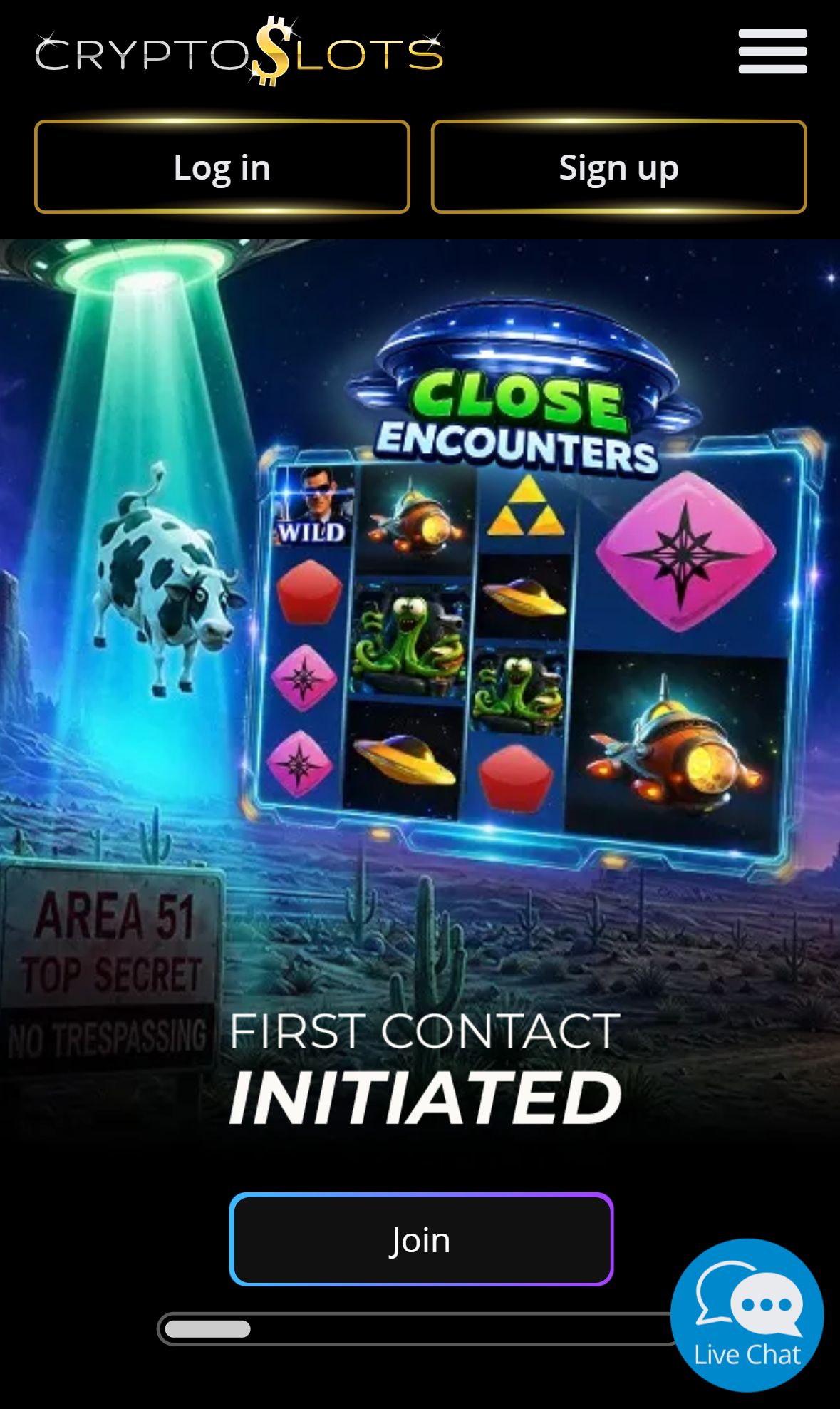 CryptoSlots — Homepage (Mobile)