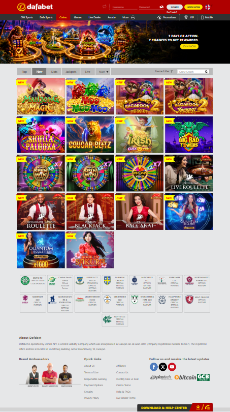 Dafabet — Lobby (Mobile)