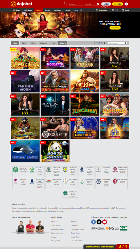 Dafabet — Homepage (Mobile)