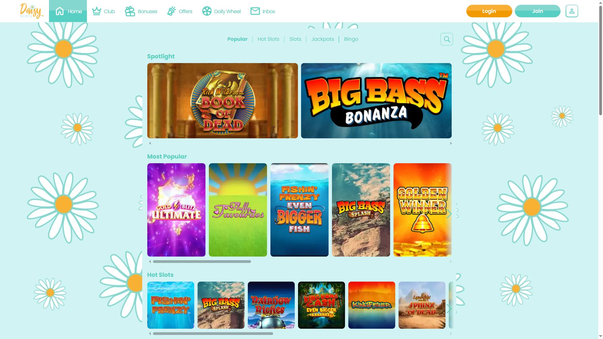 Daisy Slots — Lobby (Desktop)