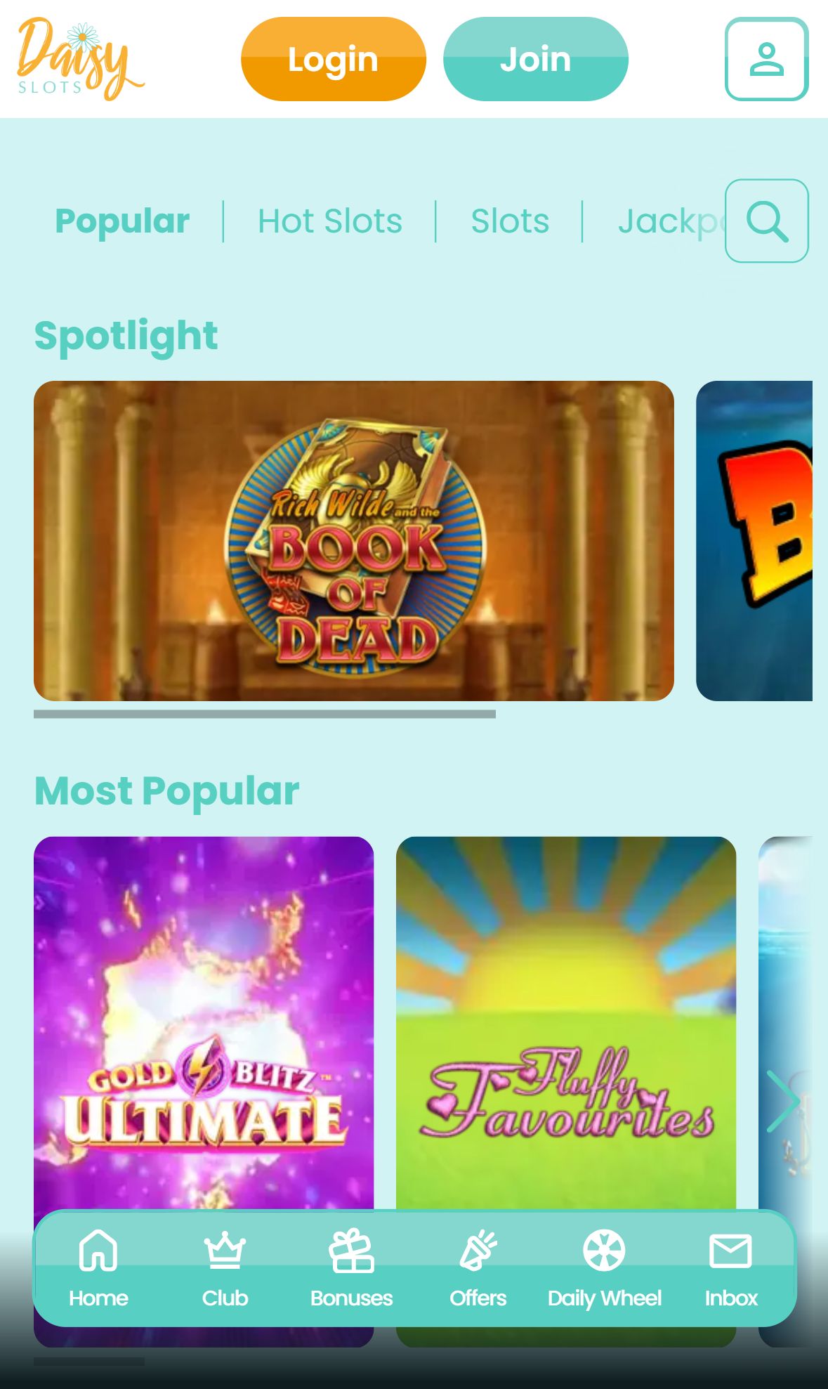 Daisy Slots — Lobby (Mobile)