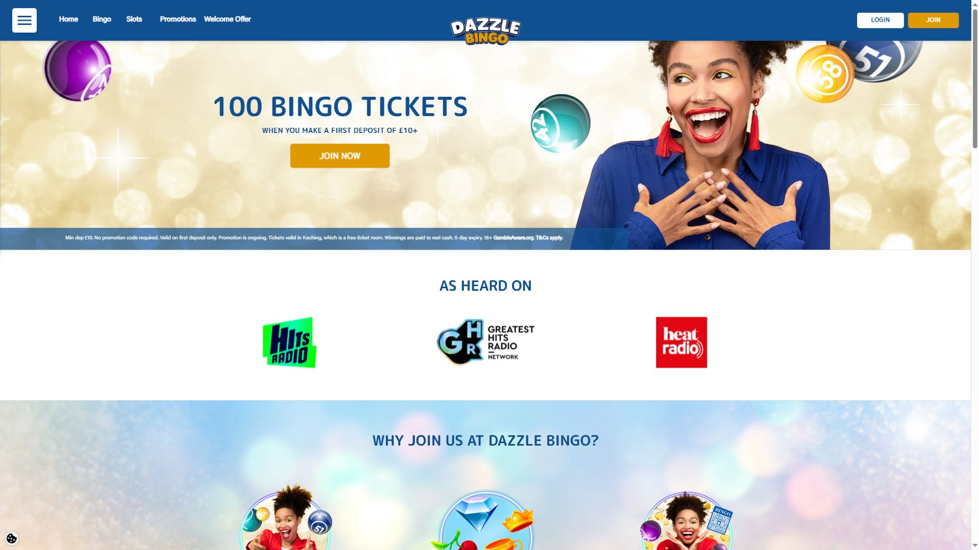Dazzle Bingo — Homepage (Desktop)