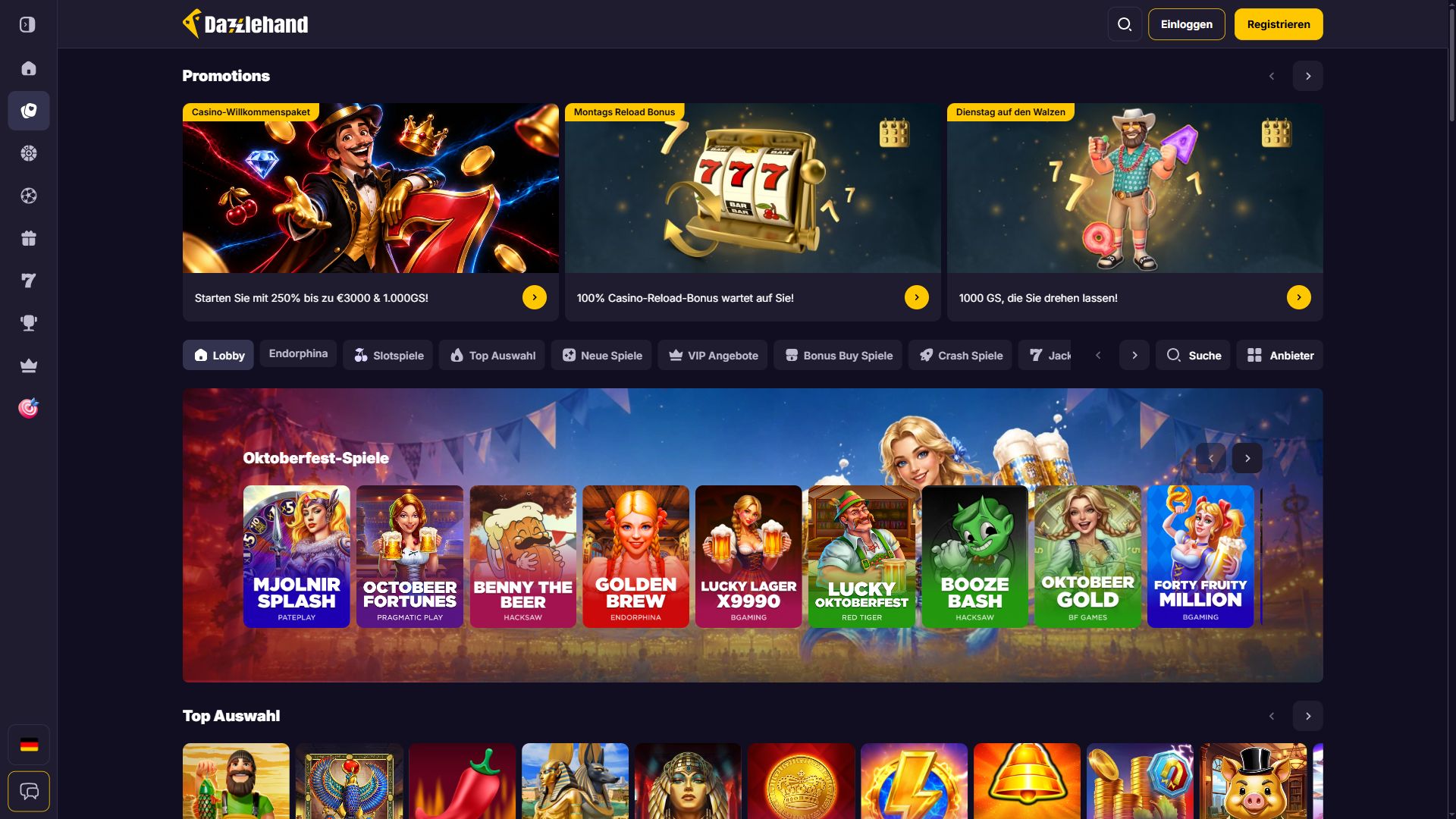 Dazzlehand — Lobby (Desktop)