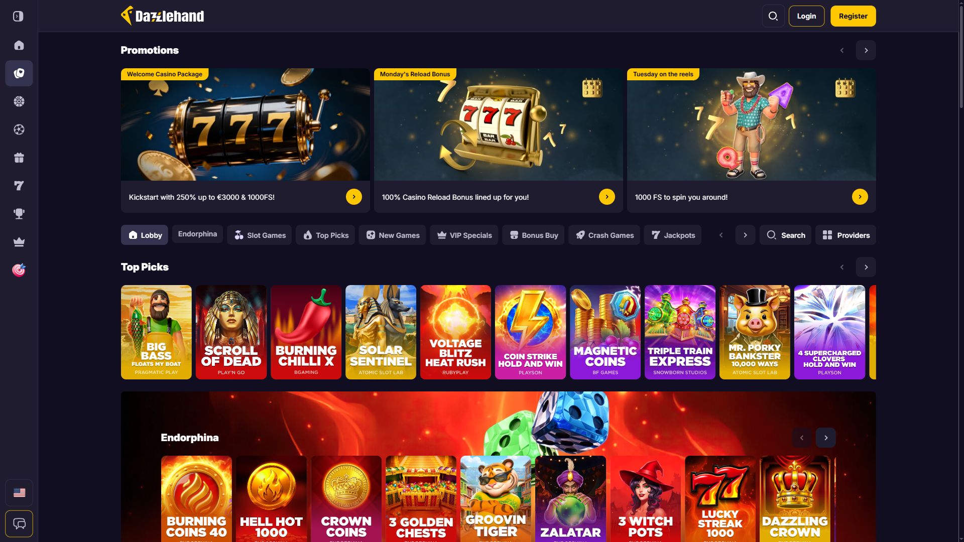Dazzlehand — Lobby (Desktop)