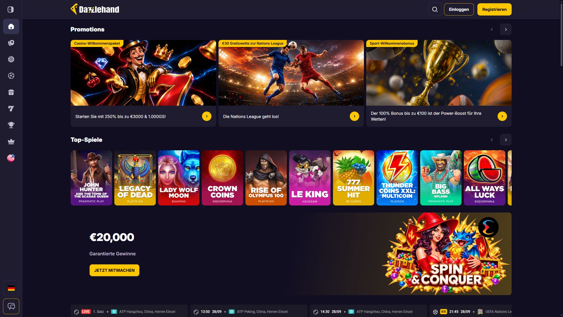 Dazzlehand — Startseite (Desktop)