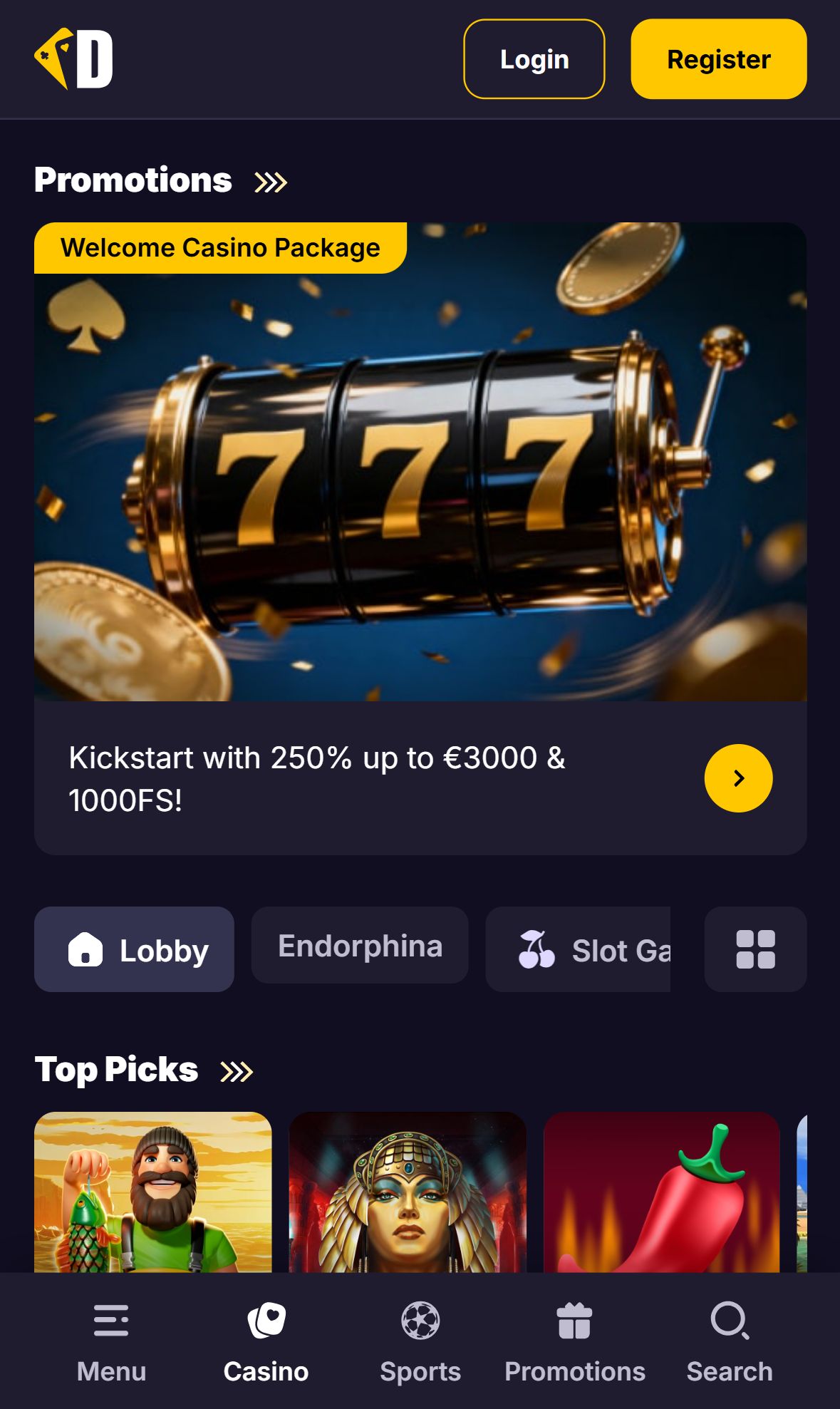 Dazzlehand — Lobby (Mobile)