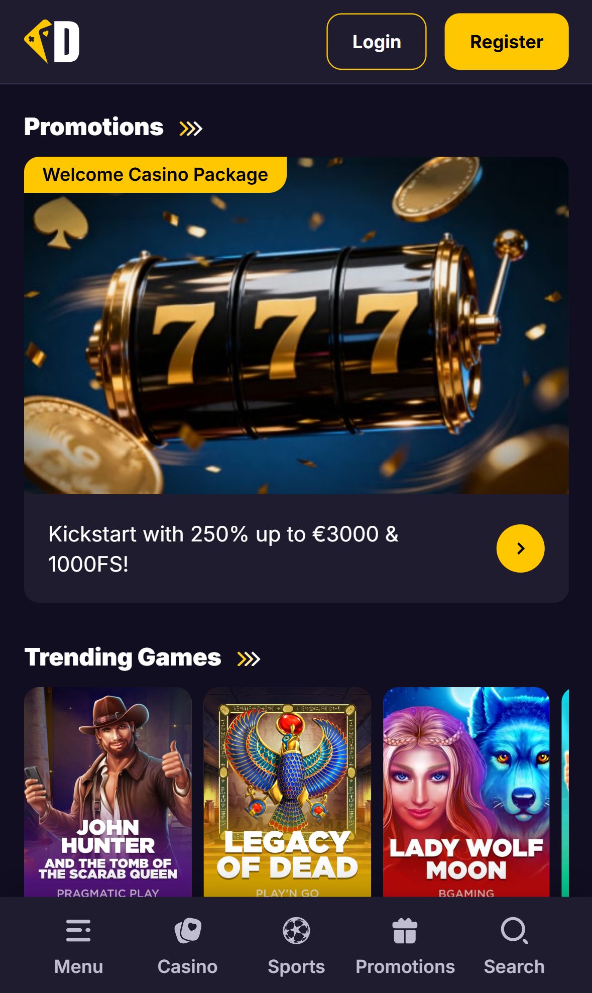 Dazzlehand — Homepage (Mobile)