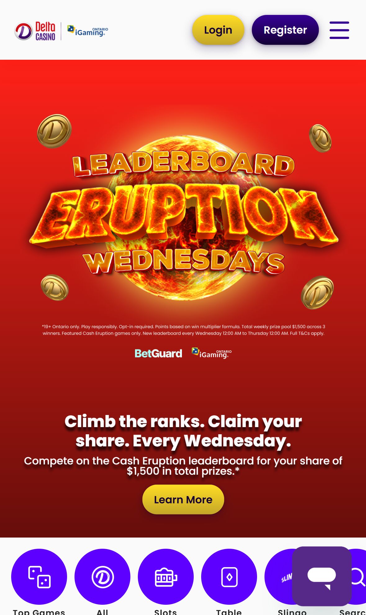 Deltacasino — Homepage (Mobile)