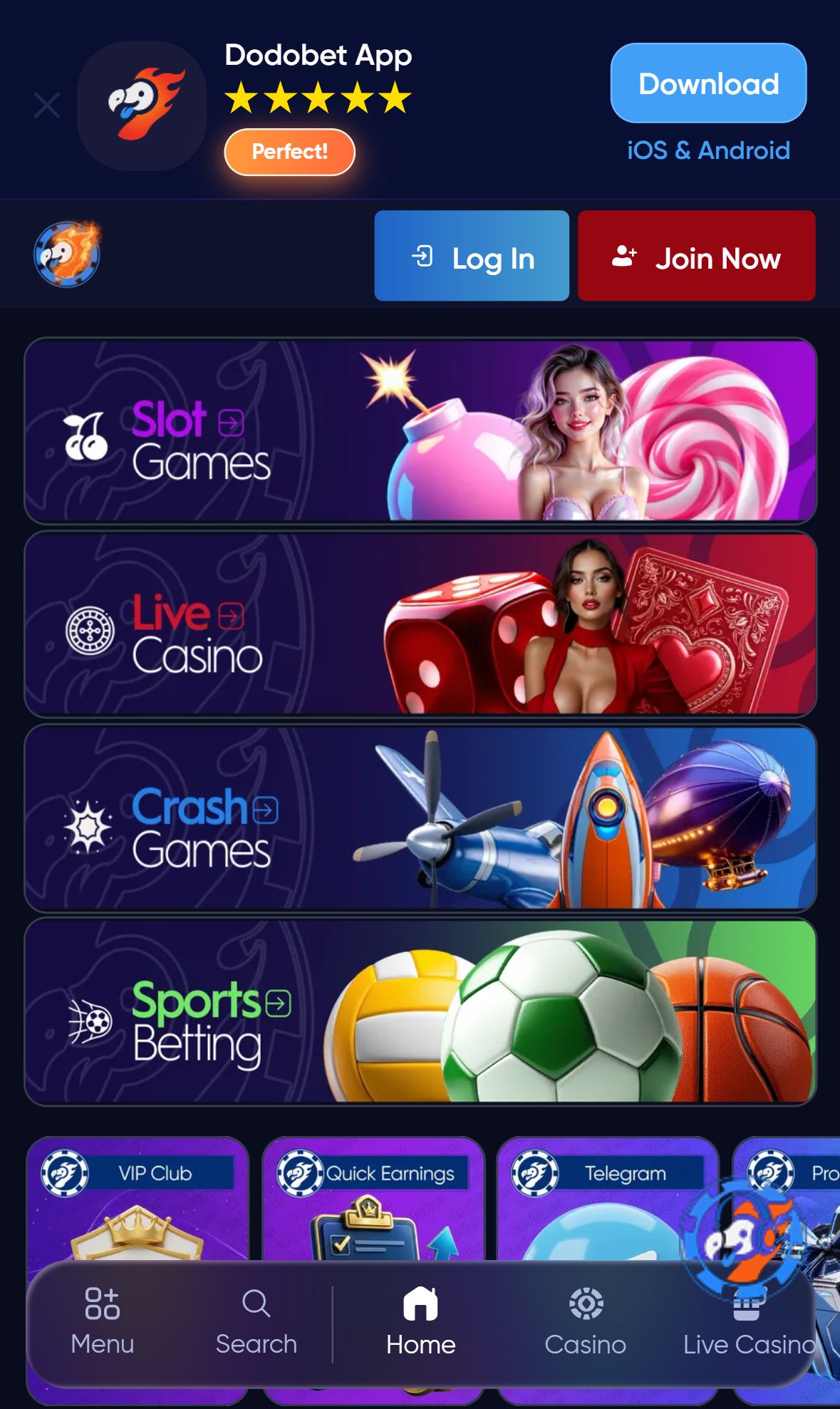 Dodobet — Homepage (Mobile)