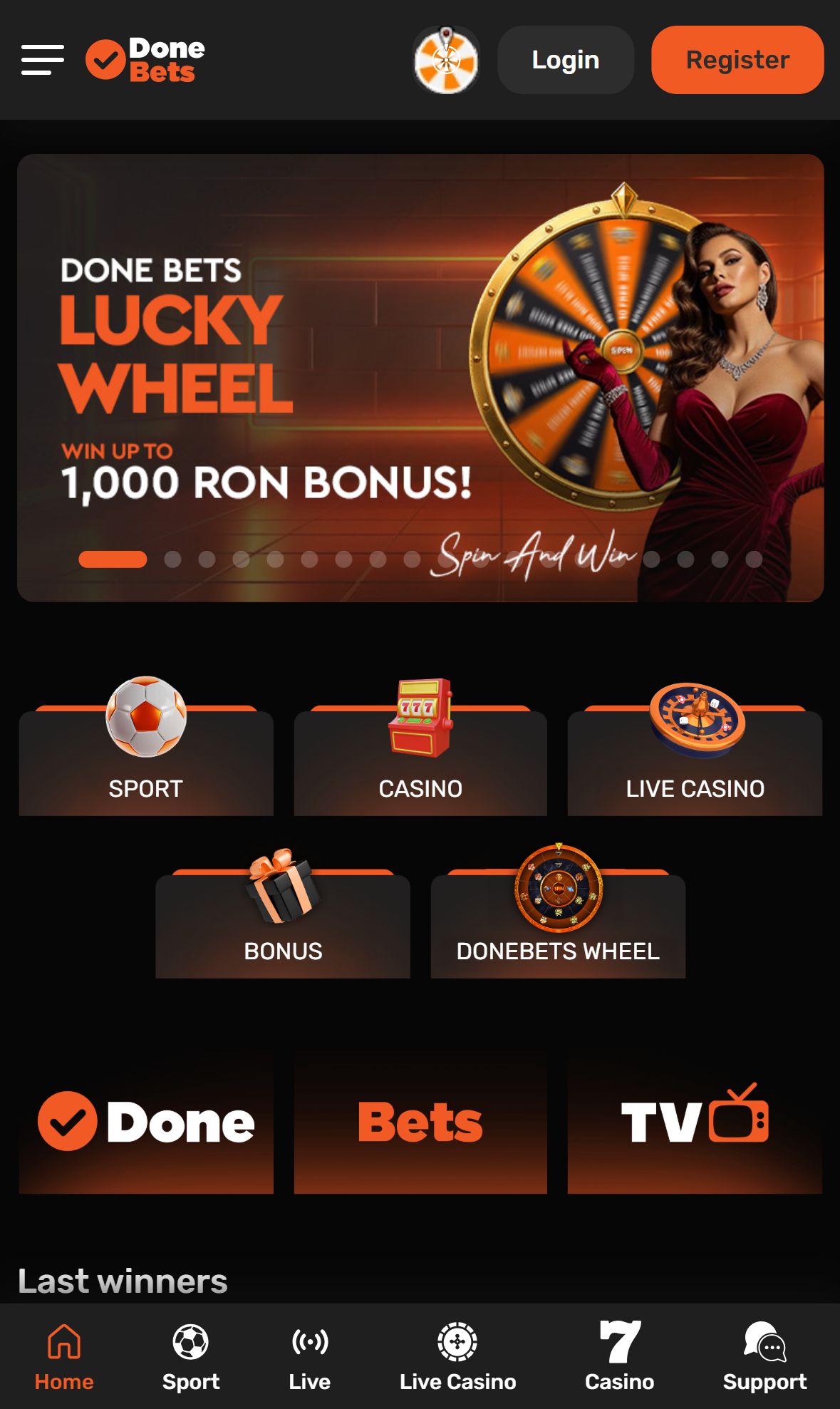 DoneBets — Homepage (Mobile)