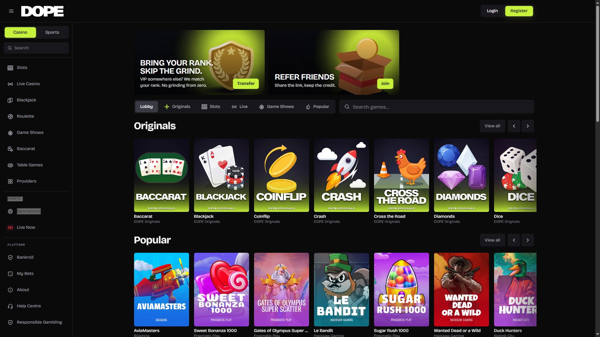 DOPE — Homepage (Desktop)