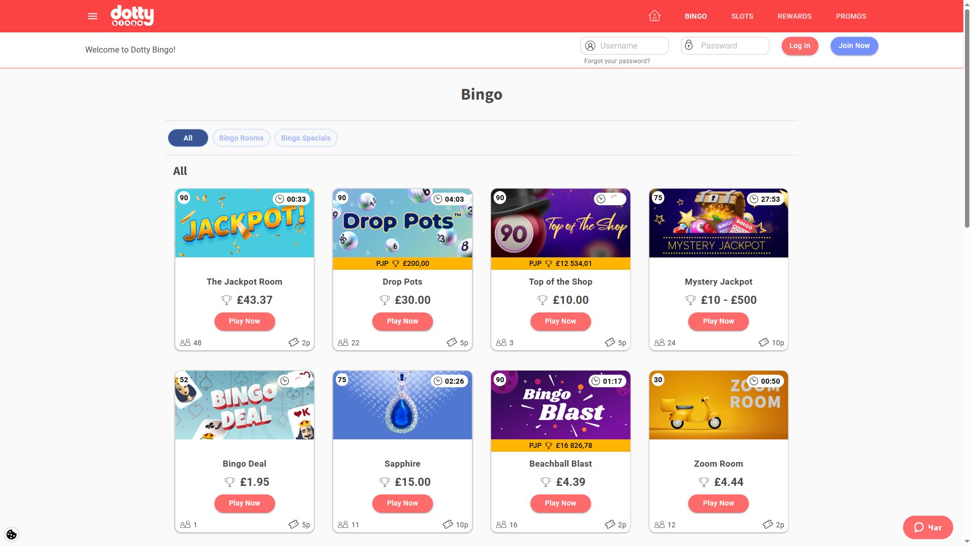 Dottybingo — Lobby (Desktop)
