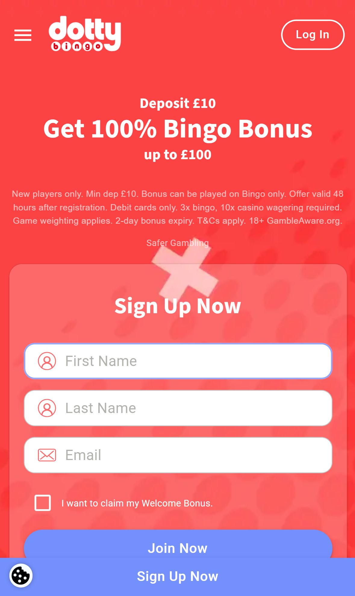 Dottybingo — Homepage (Mobile)