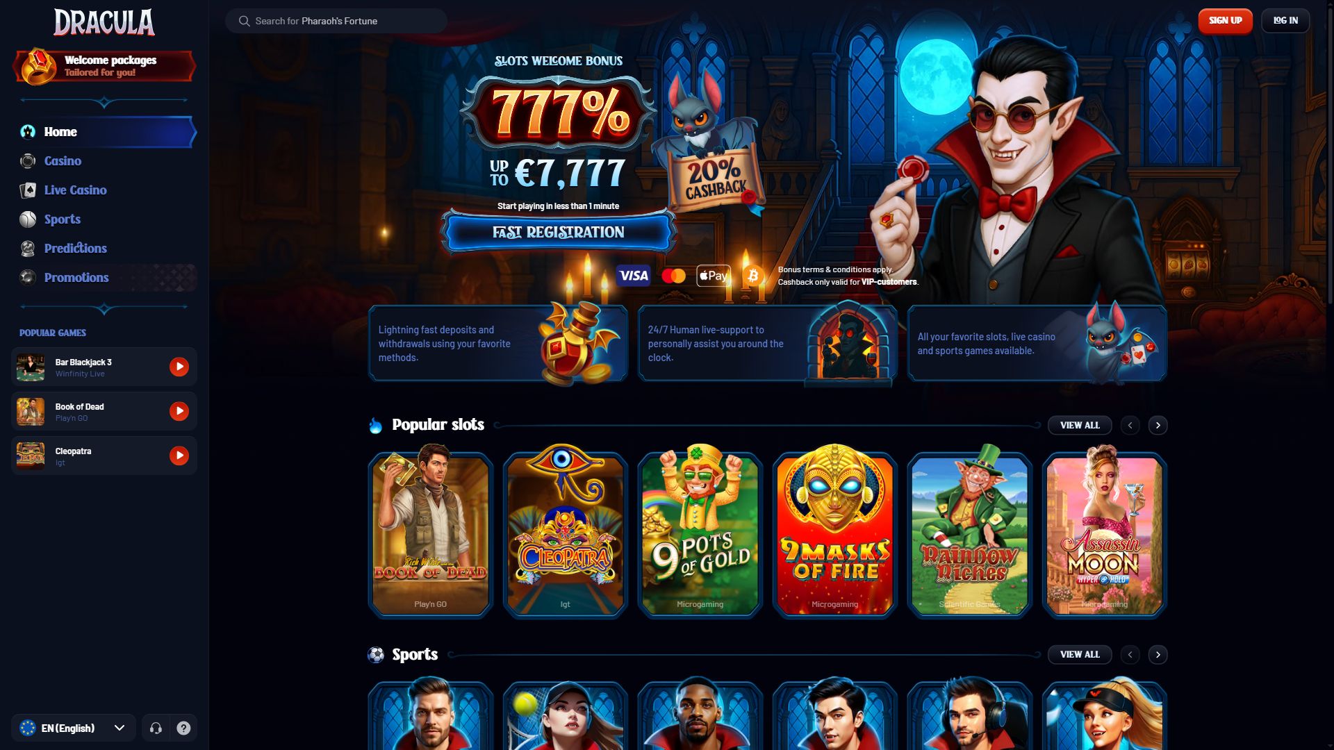Dracula — Homepage (Desktop)