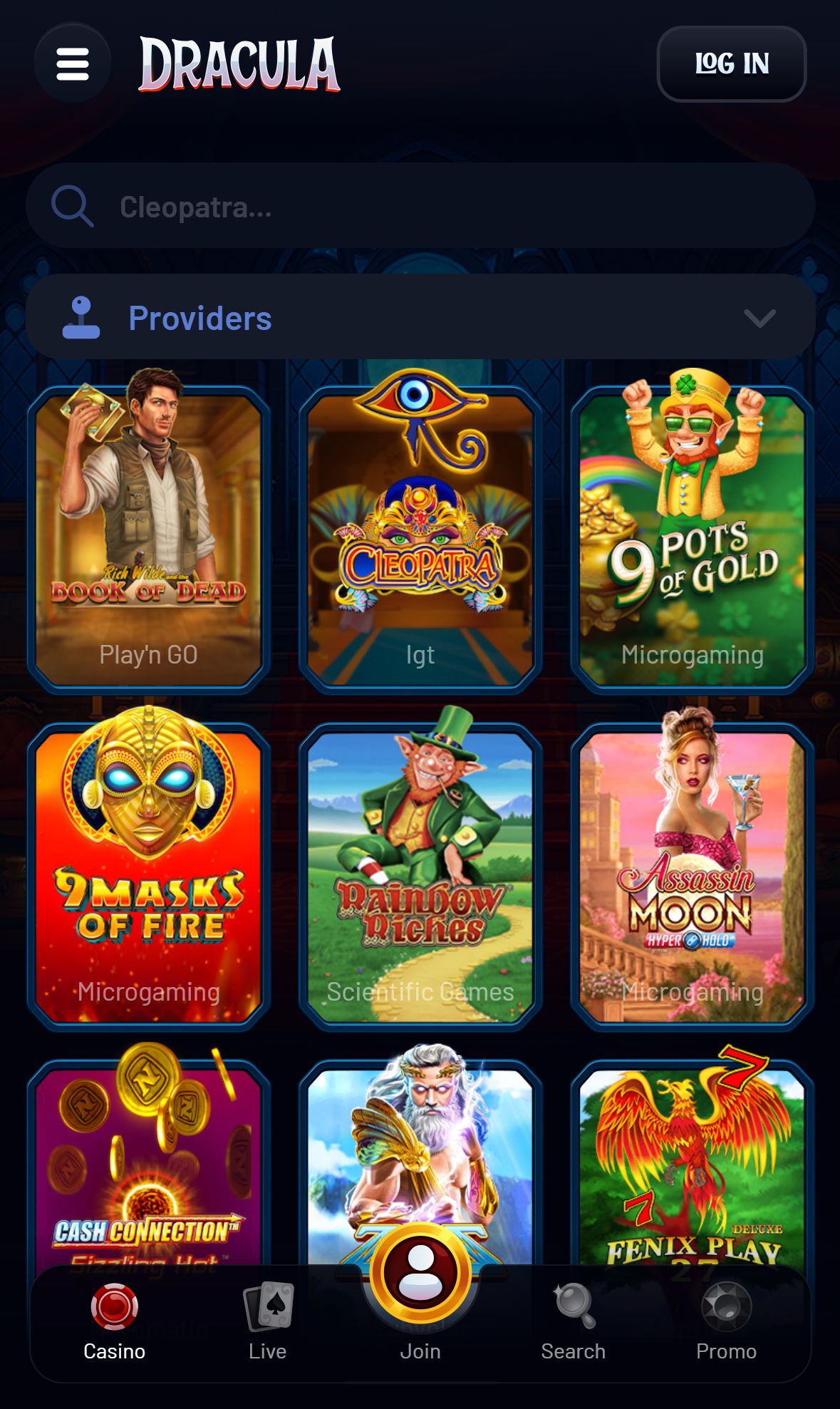 Dracula — Lobby (Mobile)