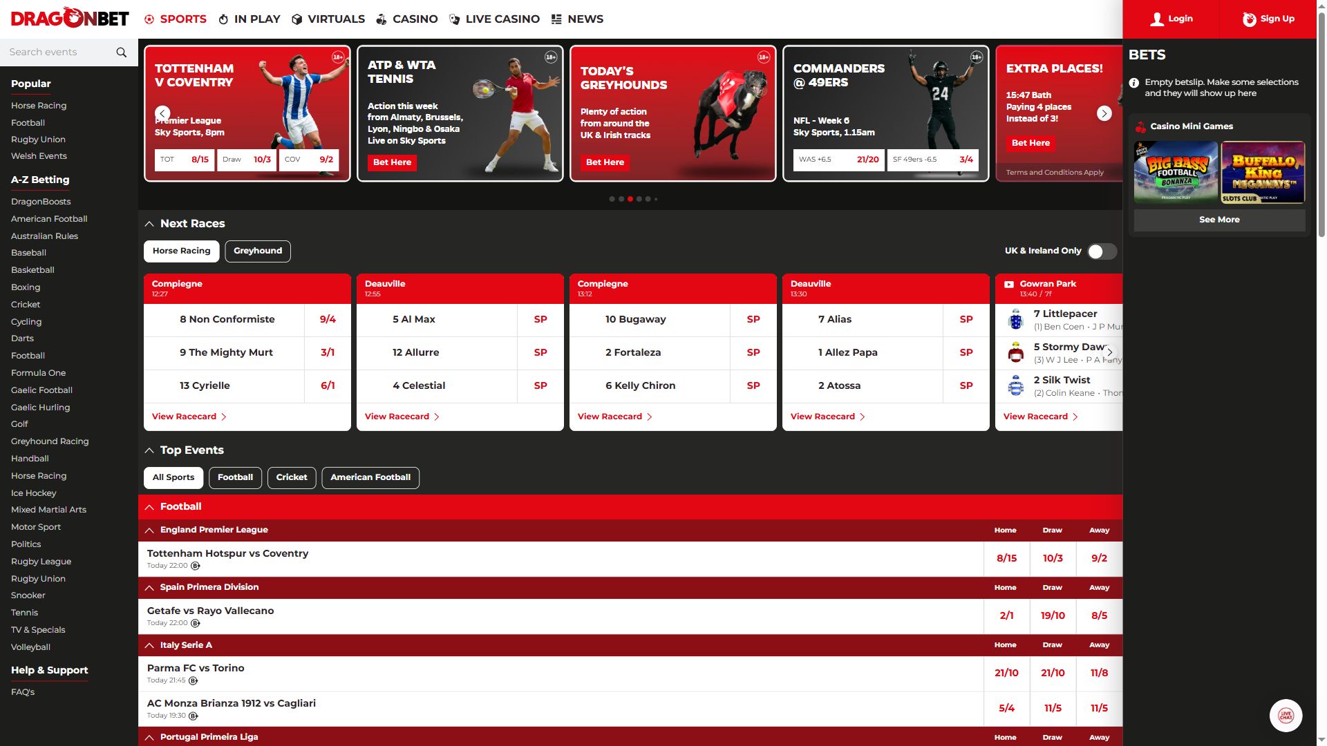 DragonBet — Homepage (Desktop)