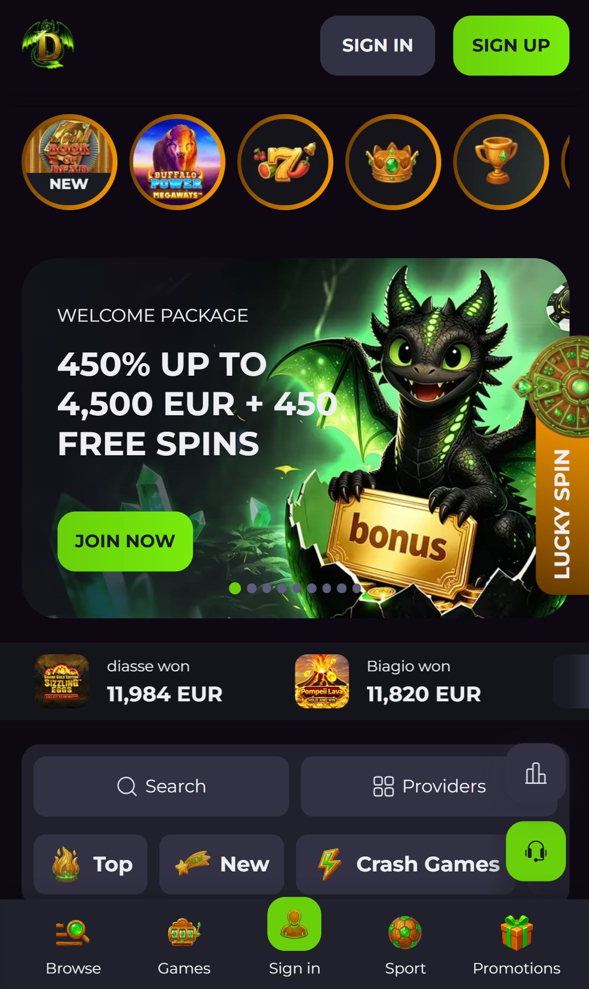 Drakaris — Homepage (Mobile)