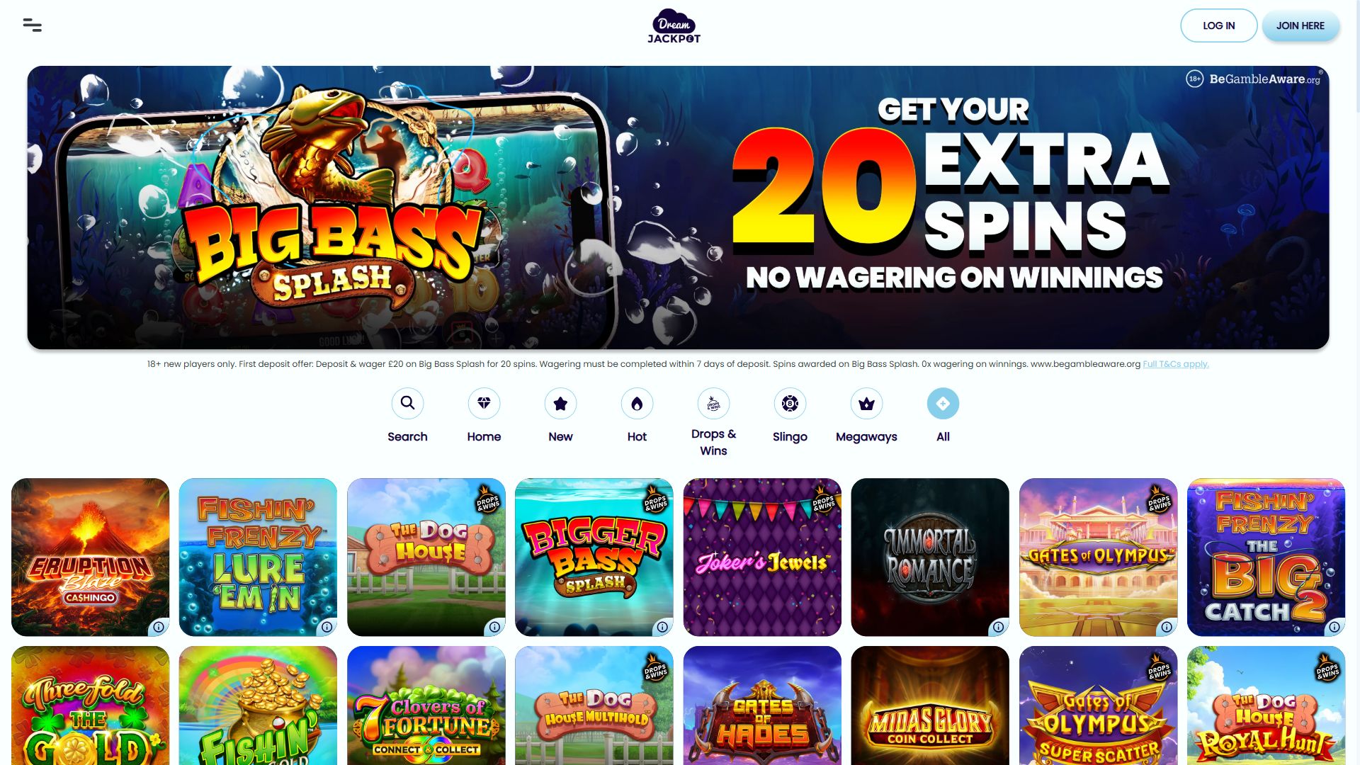 Dream Jackpot — Lobby (Desktop)