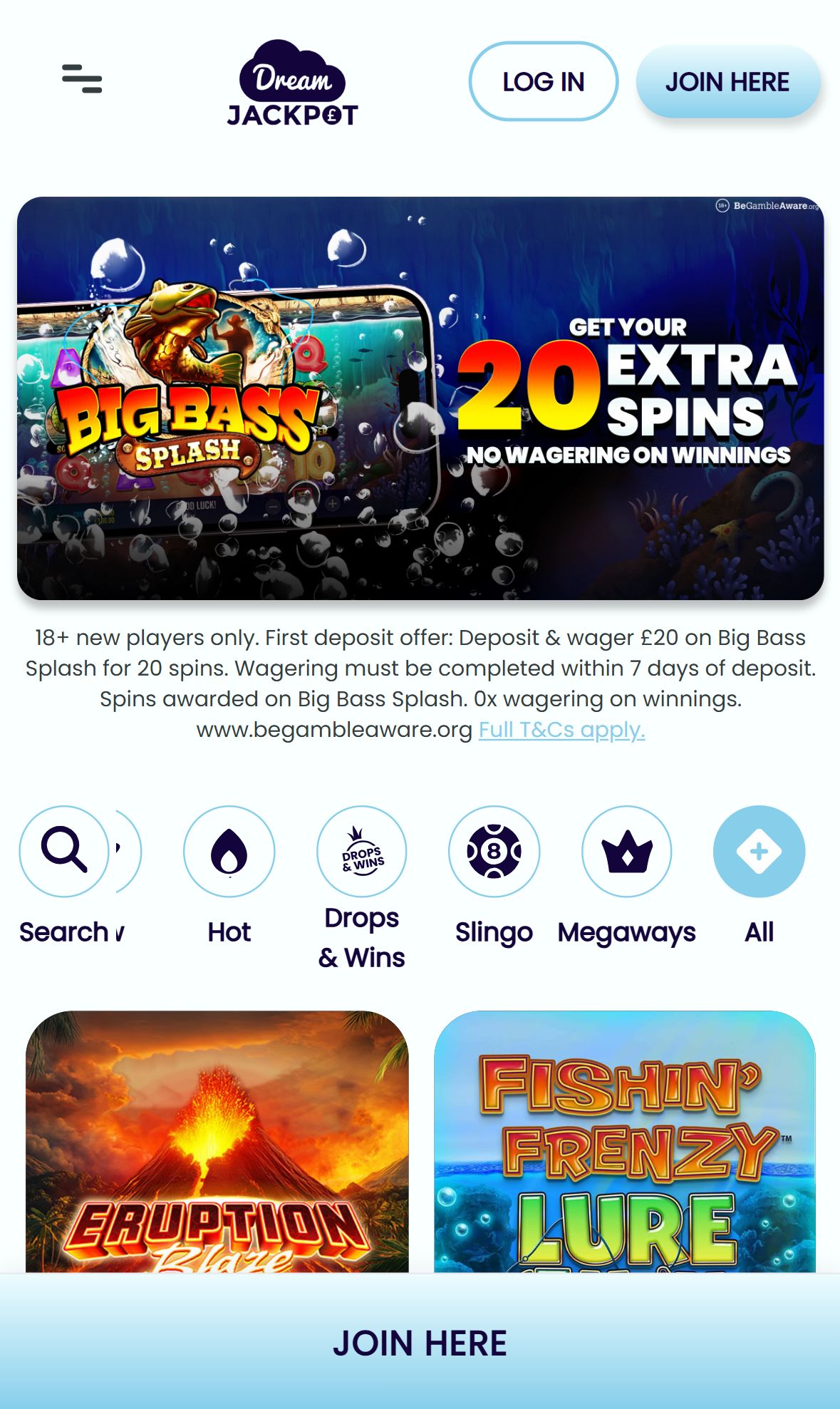 Dream Jackpot — Lobby (Mobile)