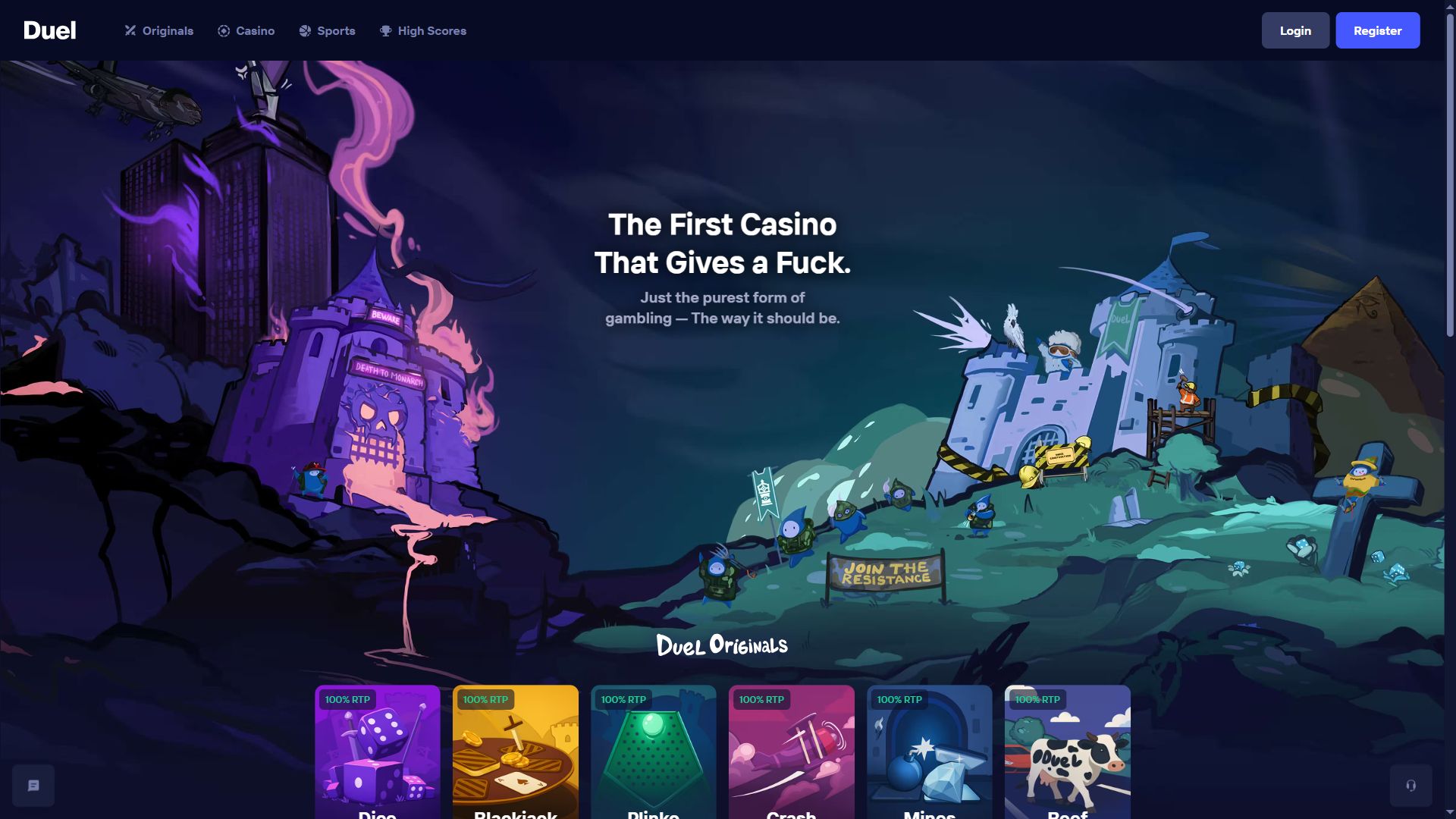 Duel — Homepage (Desktop)