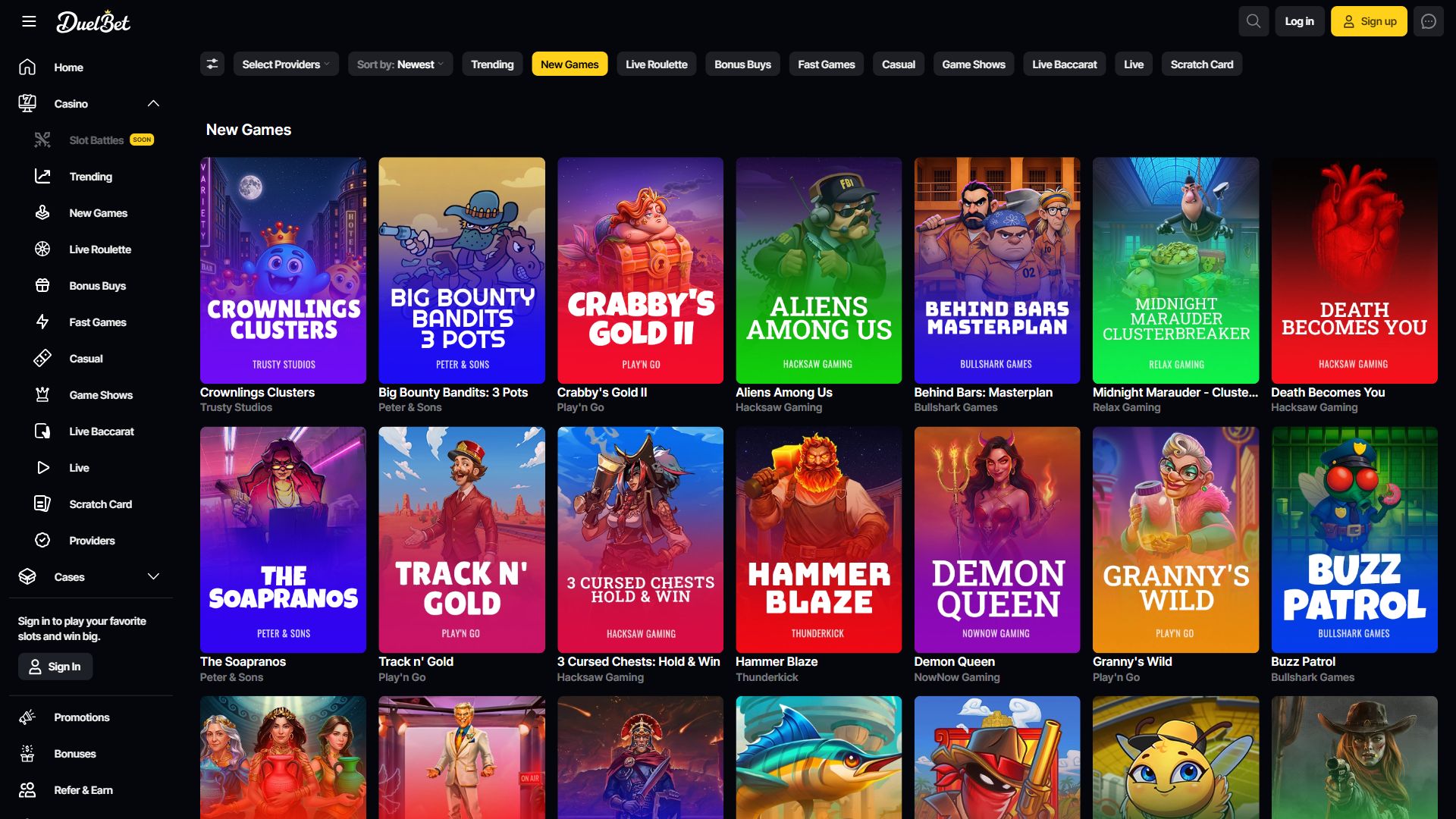 Duelbet — Lobby (Desktop)