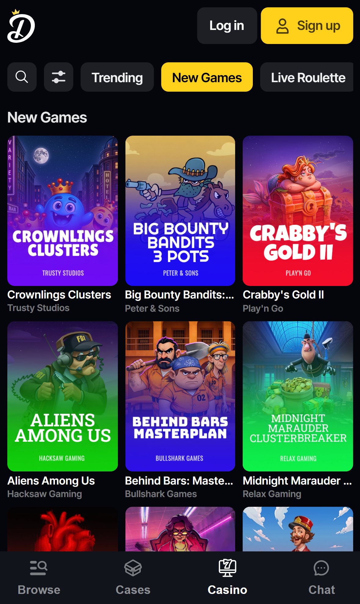 Duelbet — Lobby (Mobile)