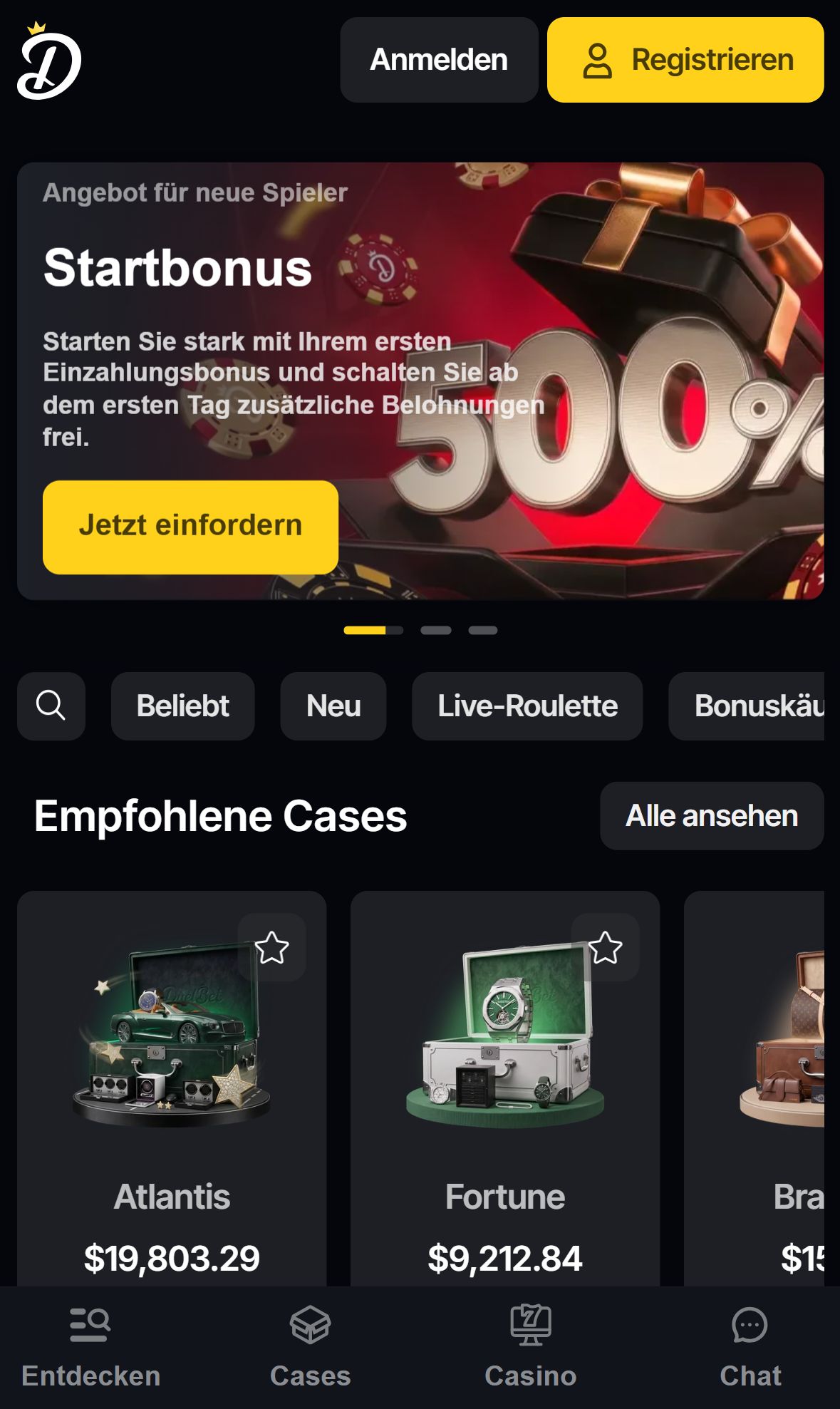 Duelbet — Startseite (Mobil)