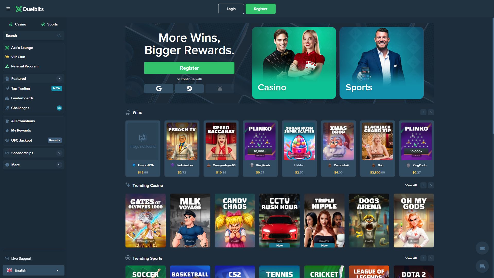 Duelbits — Homepage (Desktop)