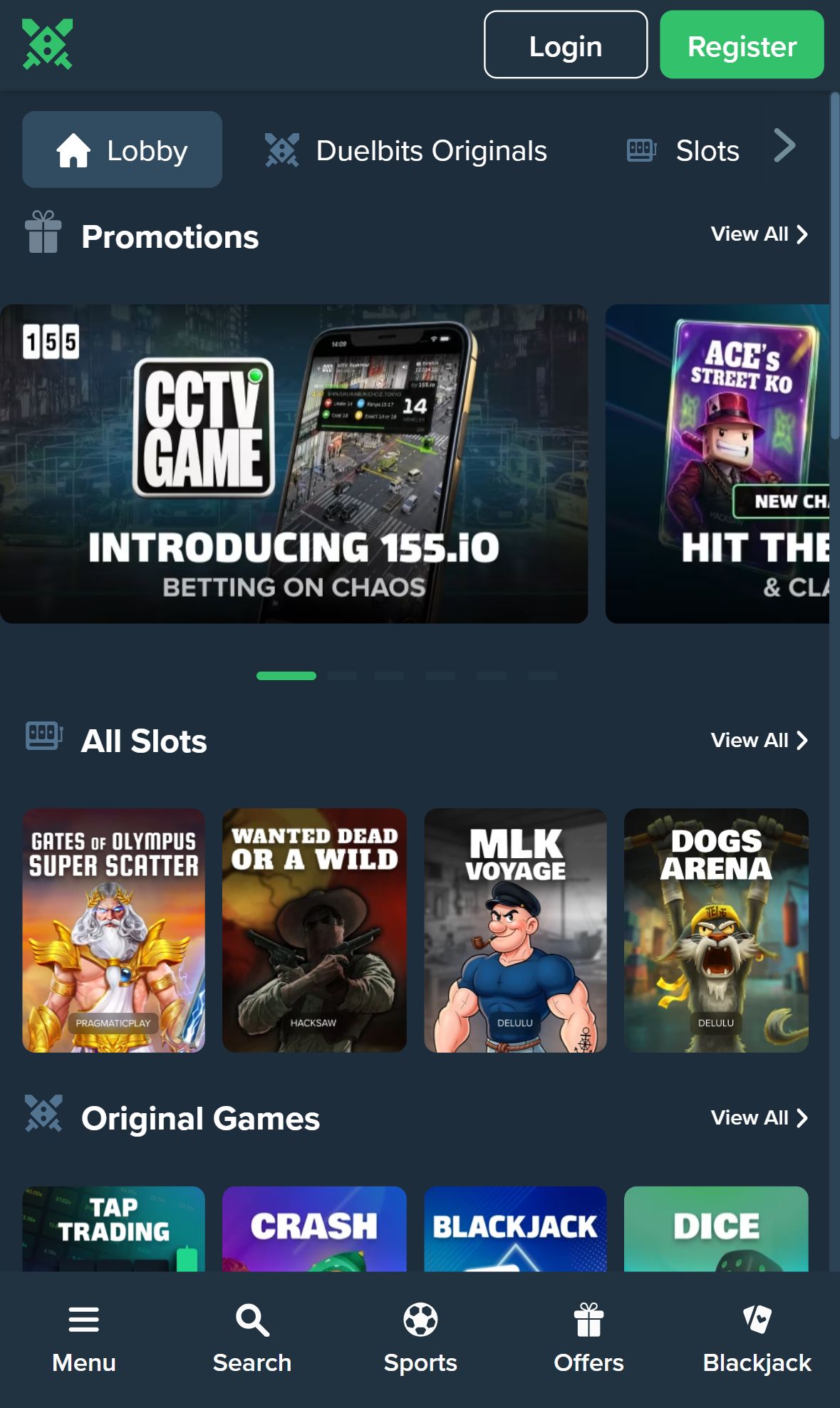Duelbits — Lobby (Mobile)