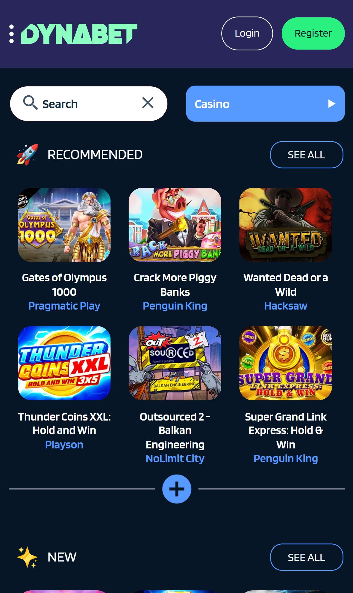 DynaBet — Lobby (Mobile)