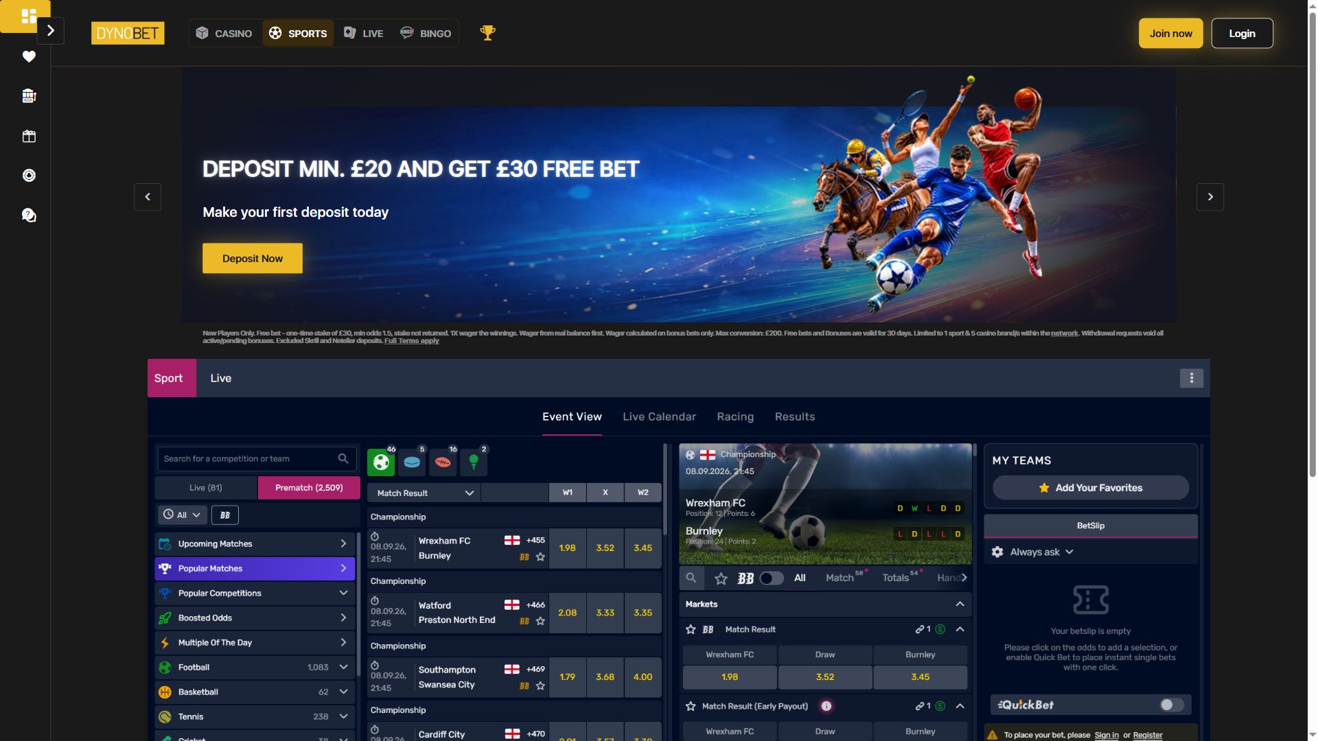 Dynobet — Homepage (Desktop)